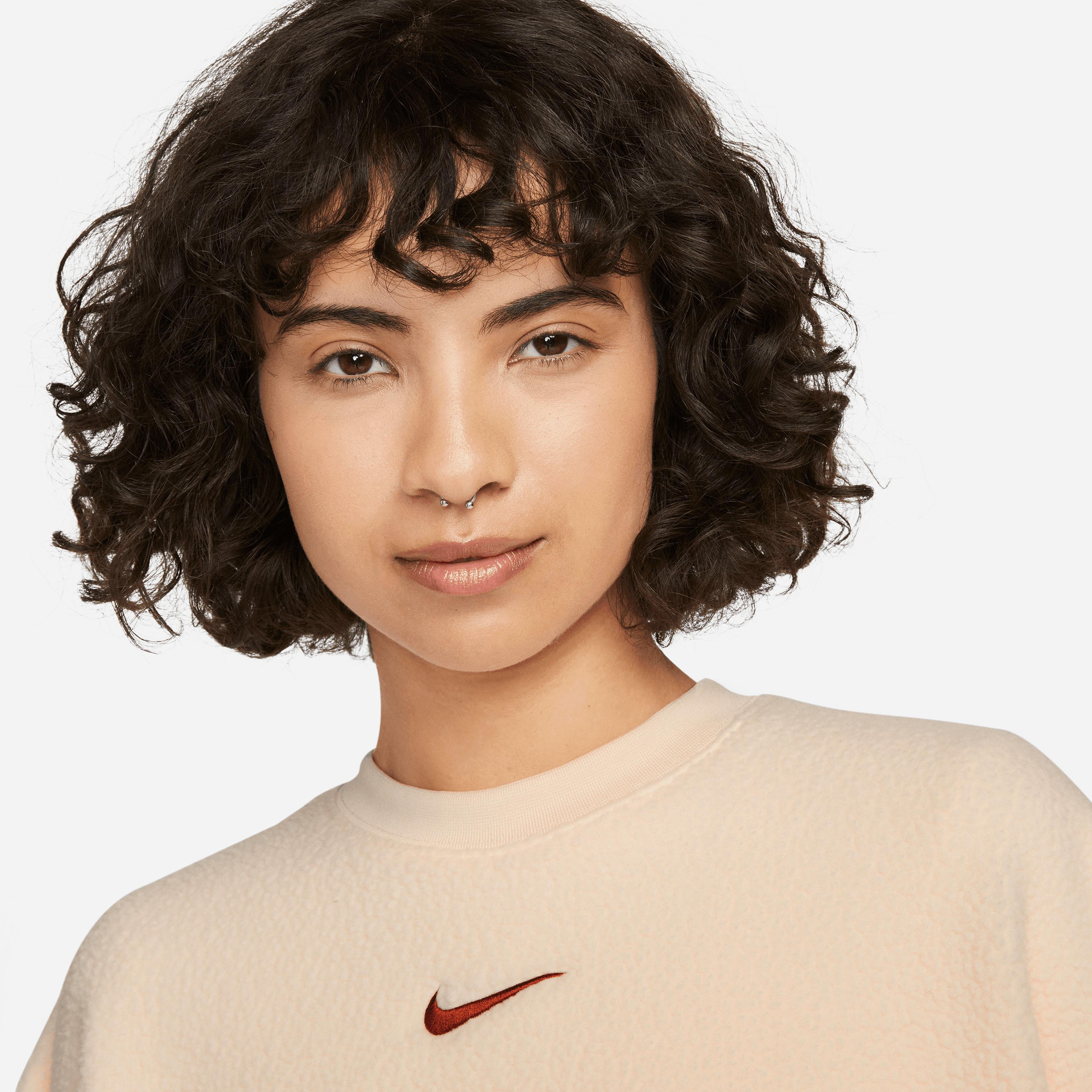 Nike Plsh Mod Crop Crew Kadın Turuncu Sweatshirt