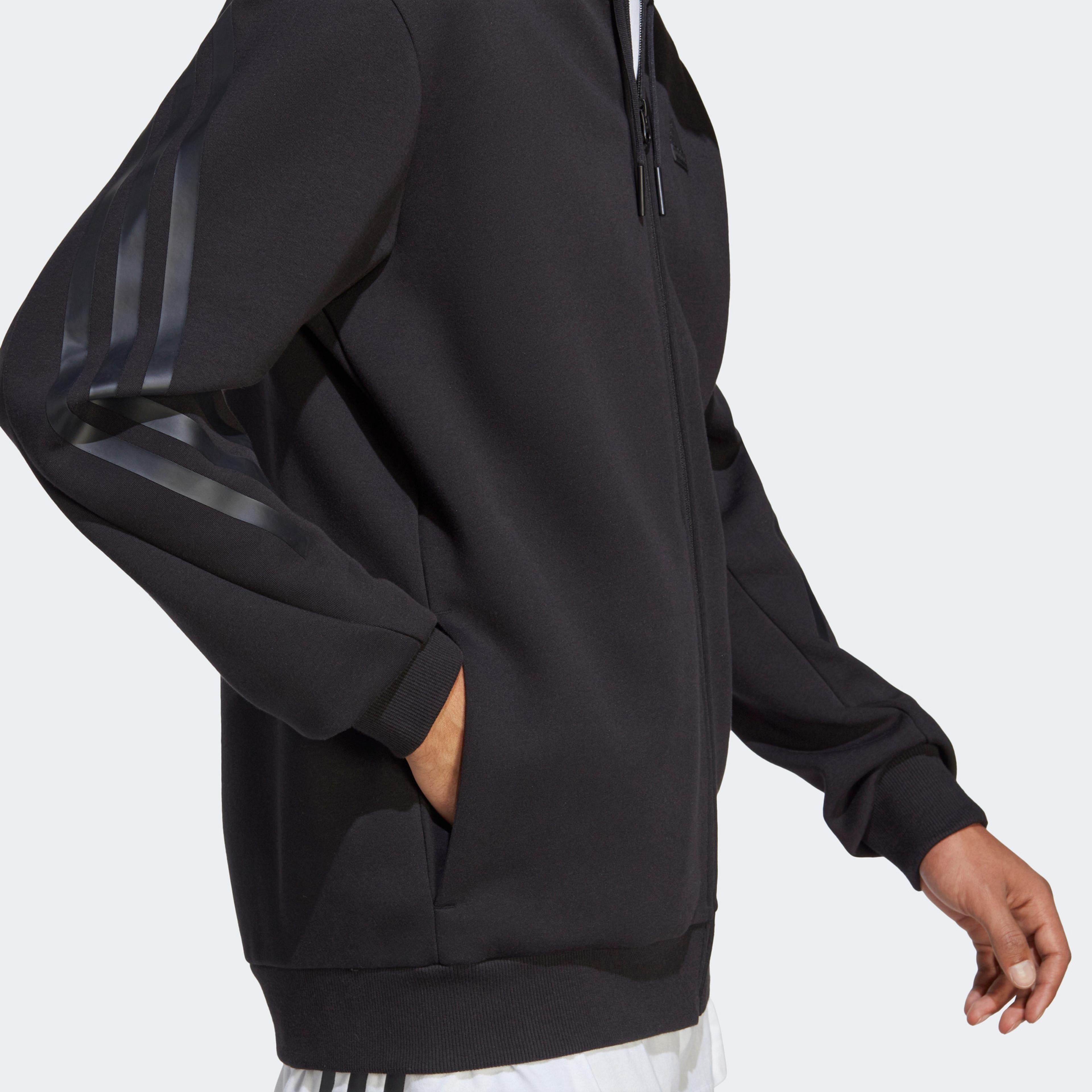 adidas Future Icons 3-Stripes Full-Zip Kapüşonlu Erkek Siyah Eşofman Üstü