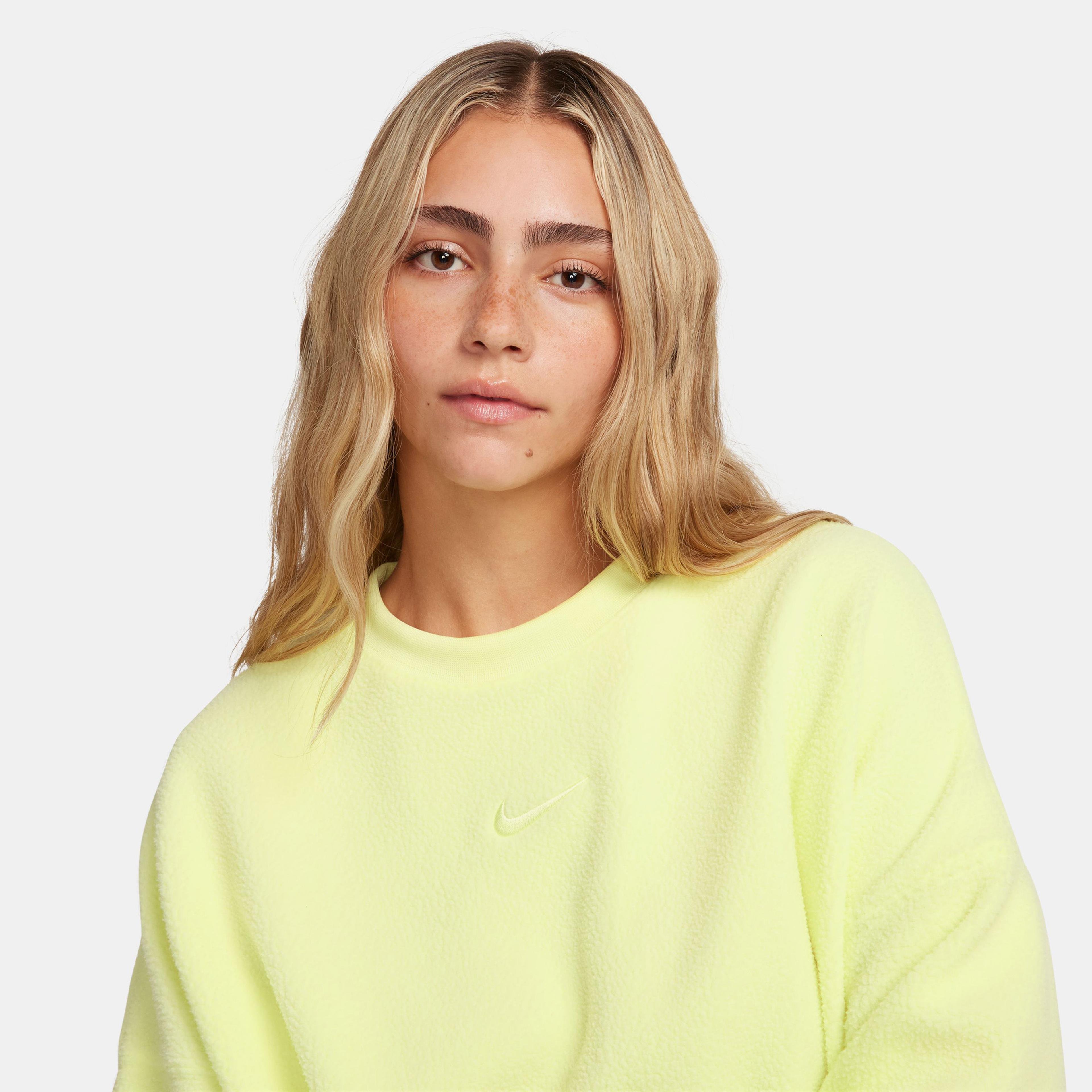 Nike Plsh Mod Crop Crew Kadın Sarı Sweatshirt