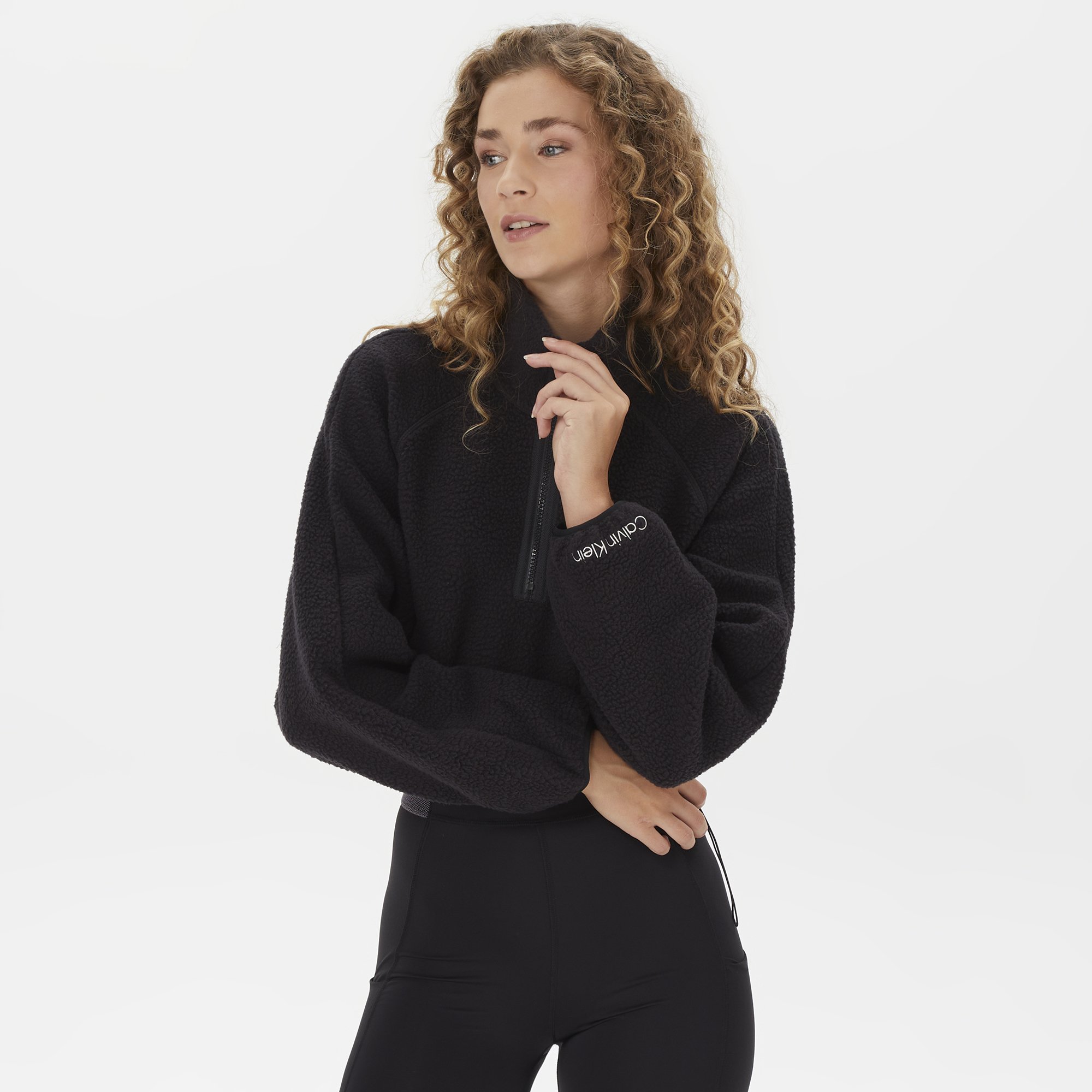 Calvin Klein Hybrid Sherpa 34-5390028 Kadin SuperStep Kadın Sweatshirt Sweatshirt | Siyah Pullover