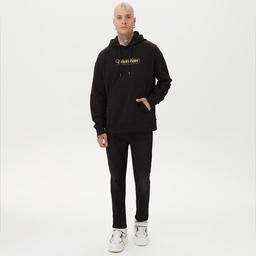 Calvin Klein Double Flock Logo Erkek Siyah Sweatshirt