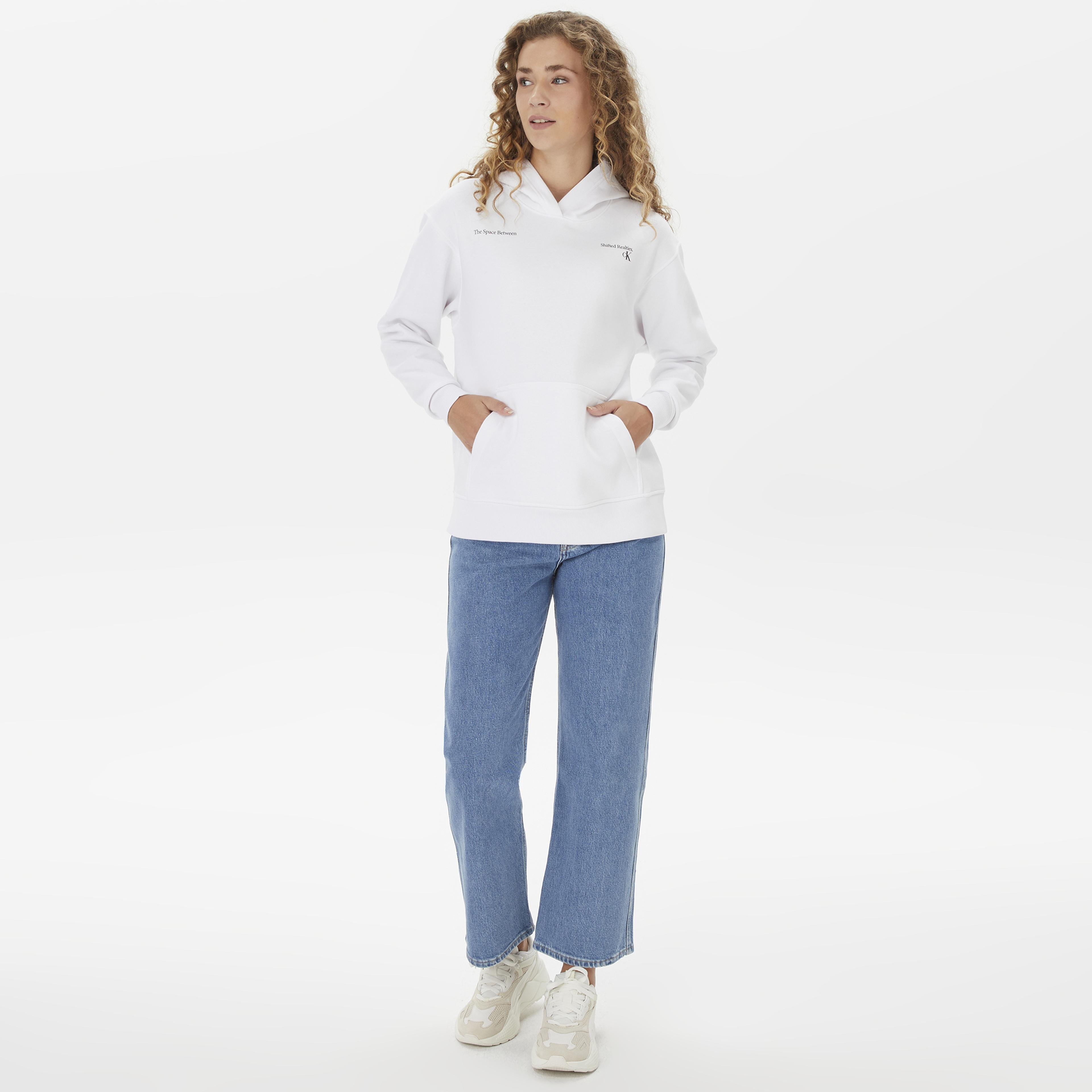Calvin Klein Jeans Back Hyper Real Landscape Kadın Beyaz Sweatshirt