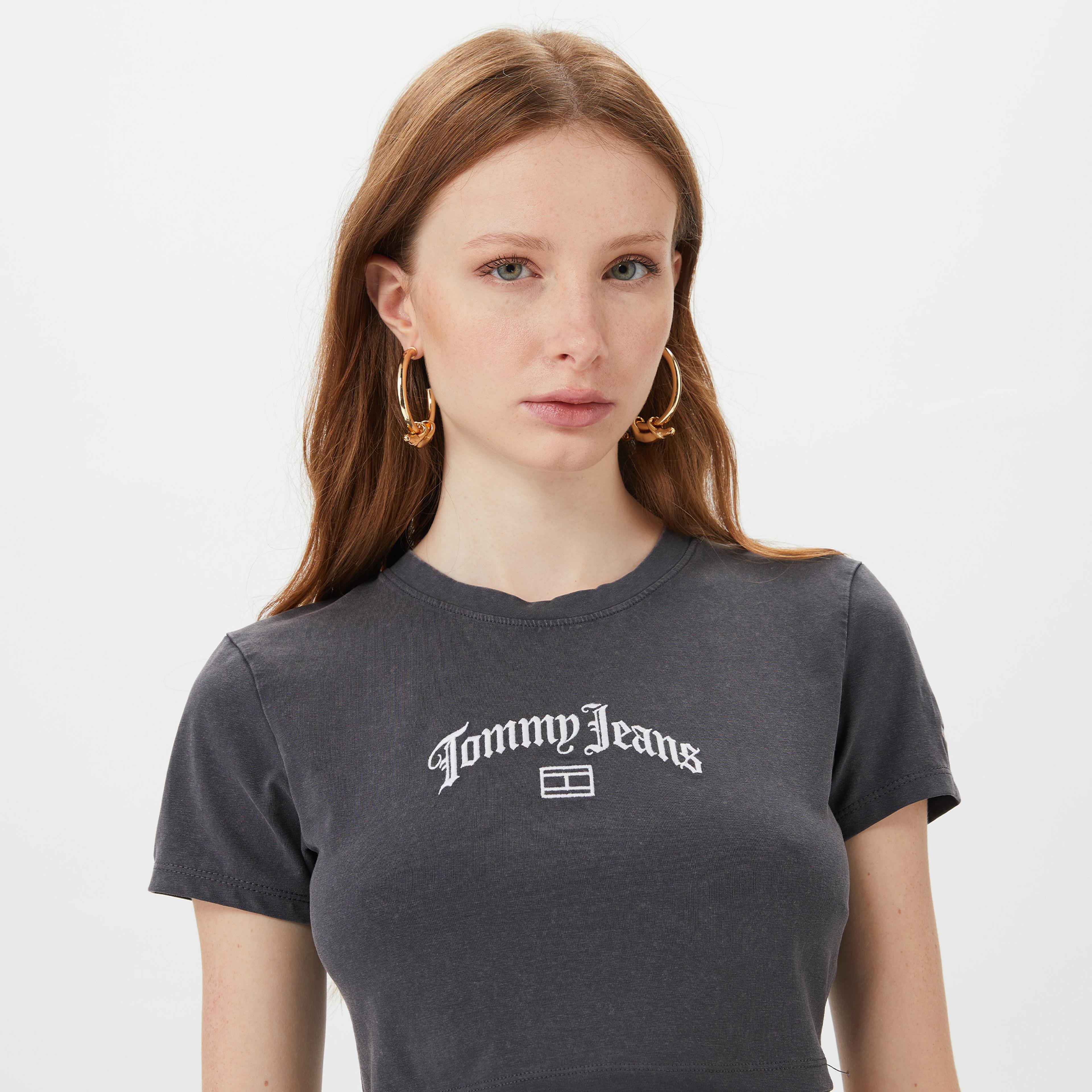 Tommy Hilfiger Ultra Crop Grunge Kadın Siyah T-Shirt