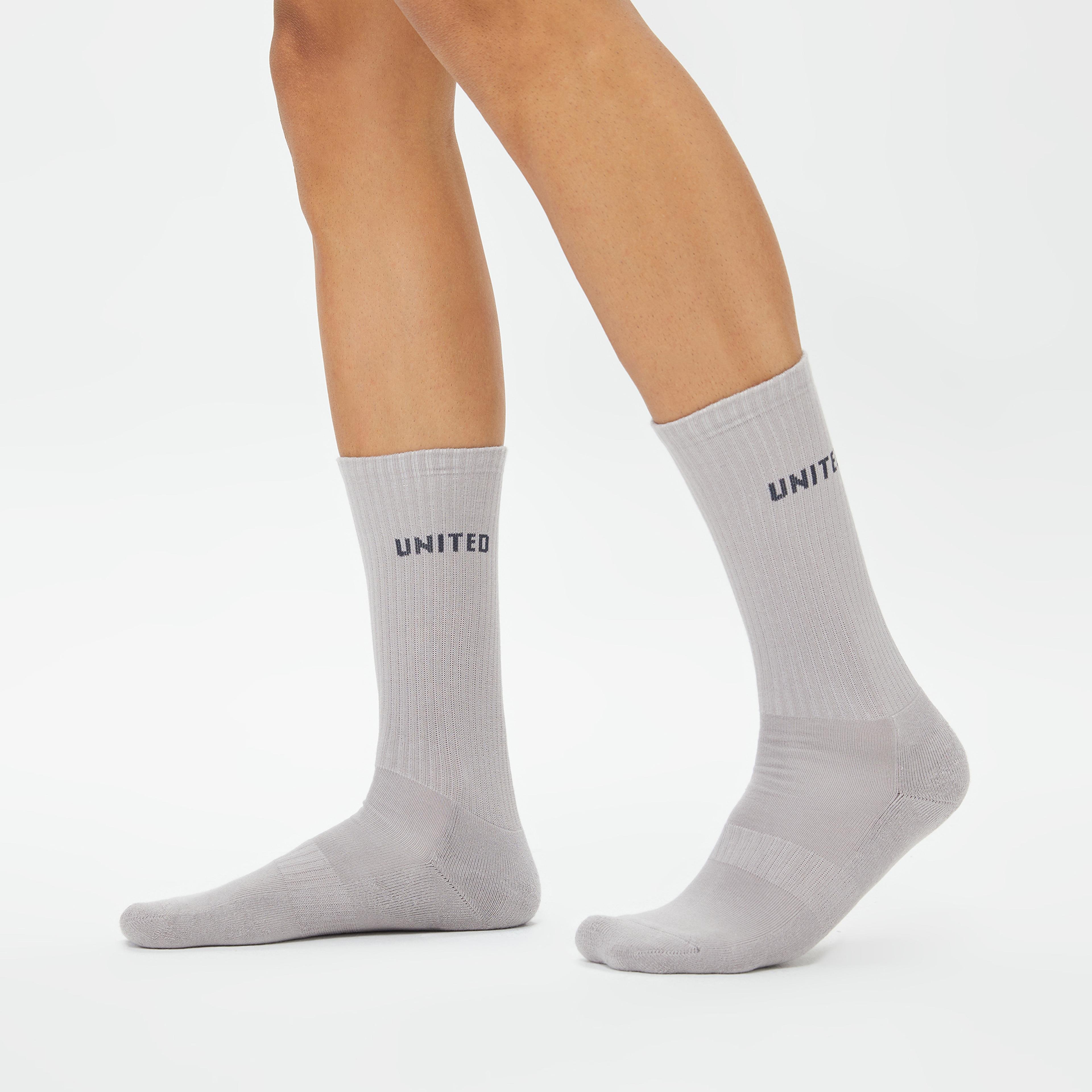 United4 Crew Mini Logo Unisex Beyaz/Siyah/Gri 3'lü Çorap