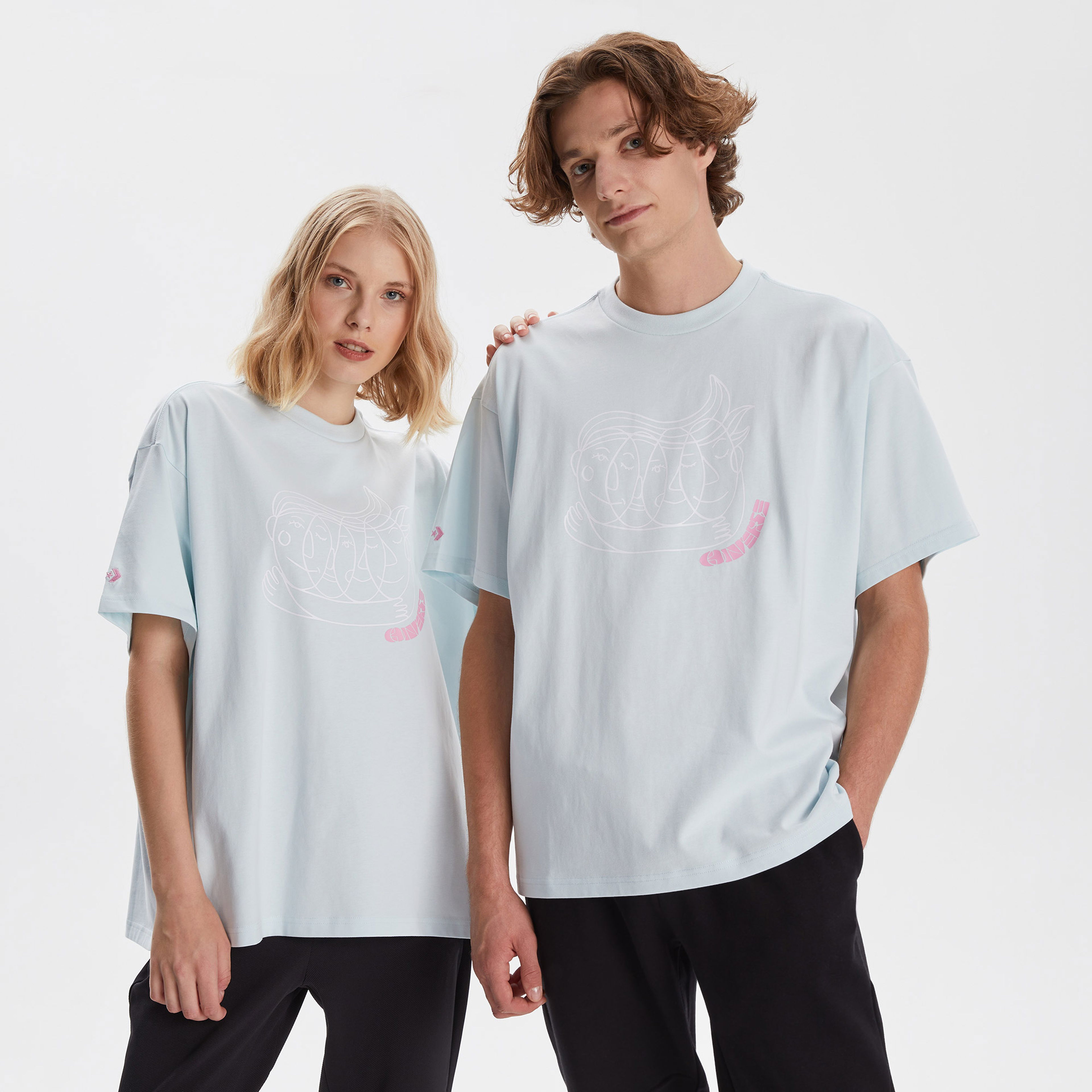 Converse Loose Fit Together Graphic Unisex Mavi T-Shirt