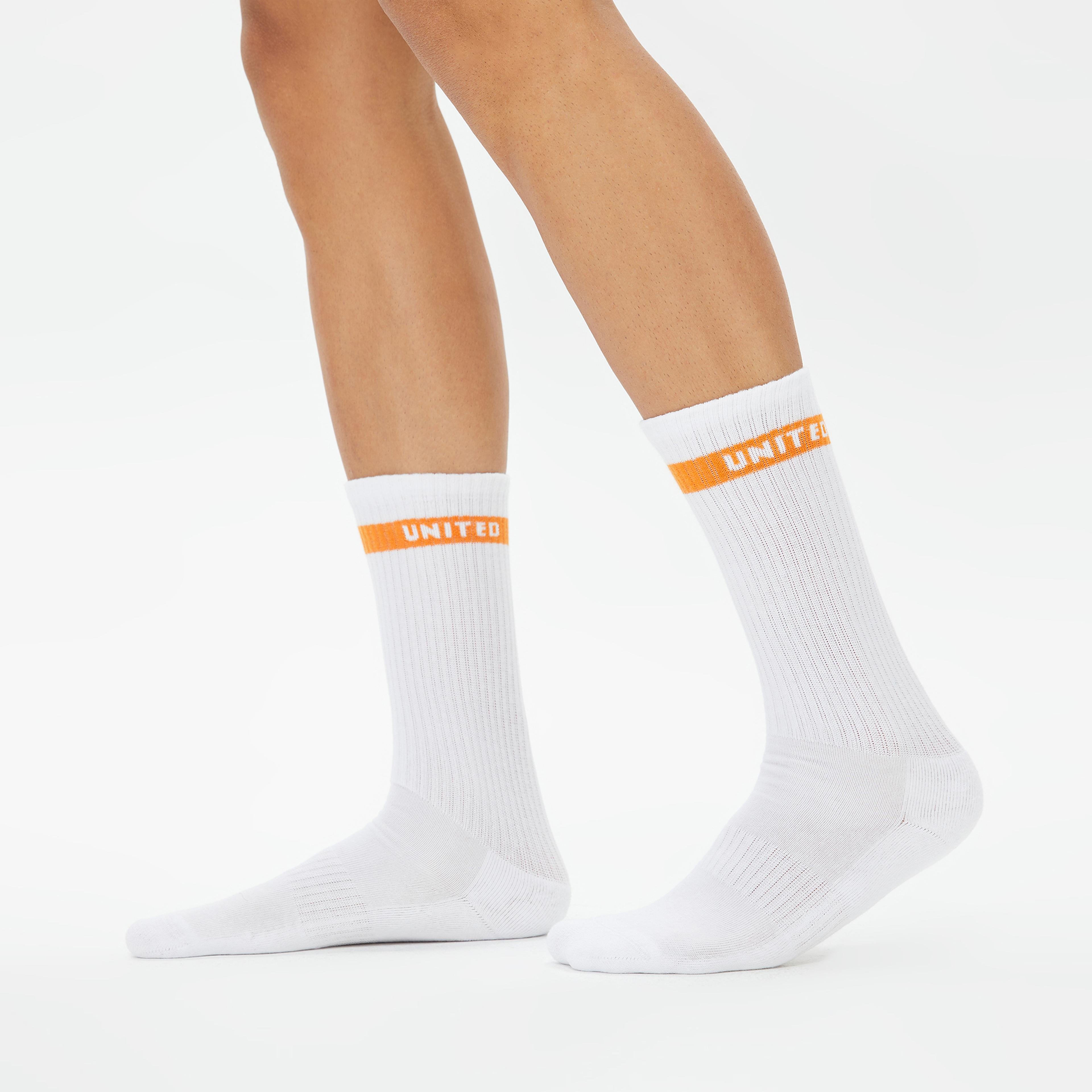 United4 Street  Erkek Beyaz Renkli Şeritli 3'lü Çorap