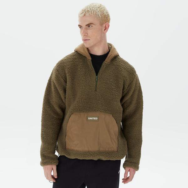 United 4 Classic Erkek Haki Hoodie