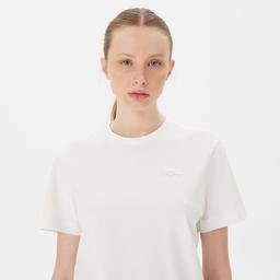 Lacoste Textured Crocodile Kadın Beyaz T-Shirt