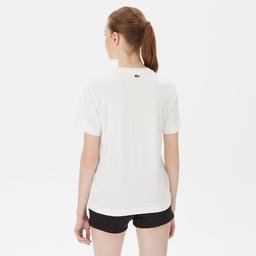 Lacoste Textured Crocodile Kadın Beyaz T-Shirt