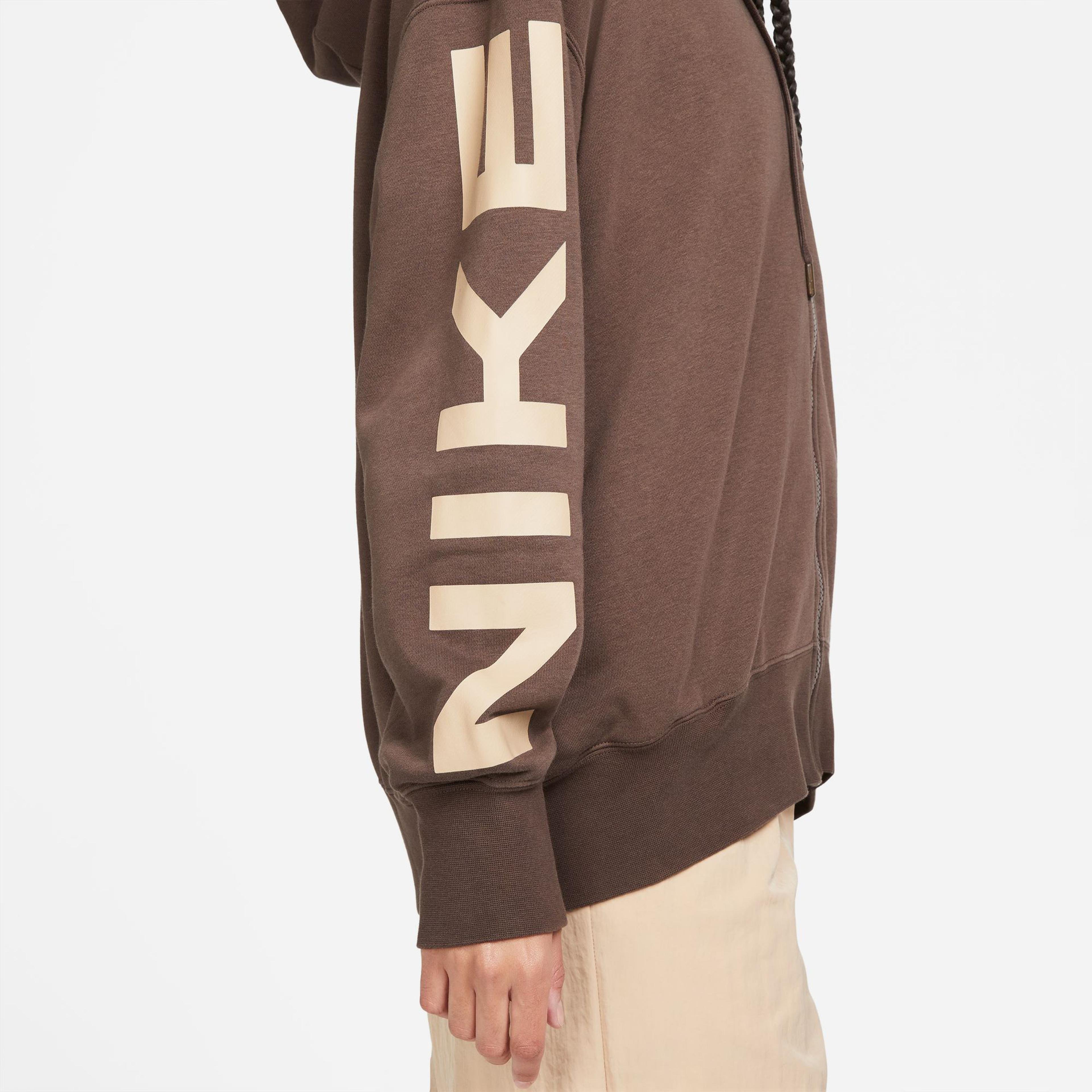 Nike Sportswear Air Fleece Oversize Full Zip Kadın Kahverengi Hoodie