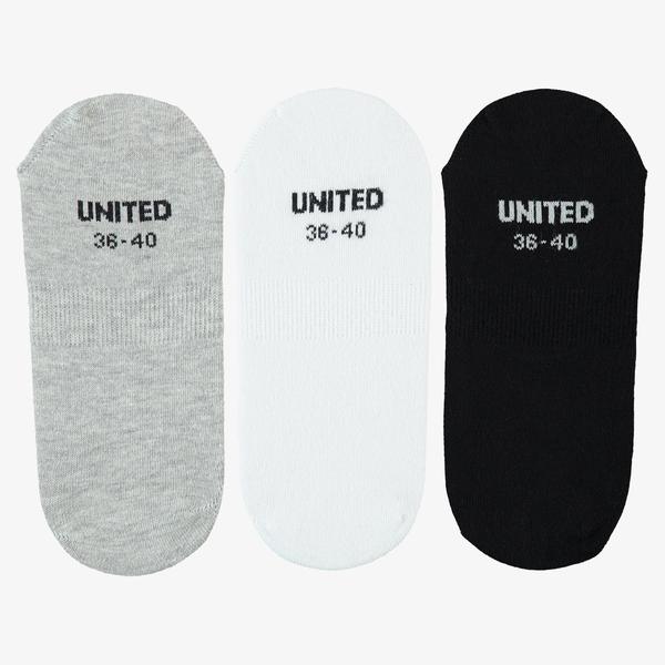 United4 Core Kadın Beyaz/Siyah/Gri 3'lü Çorap_1
