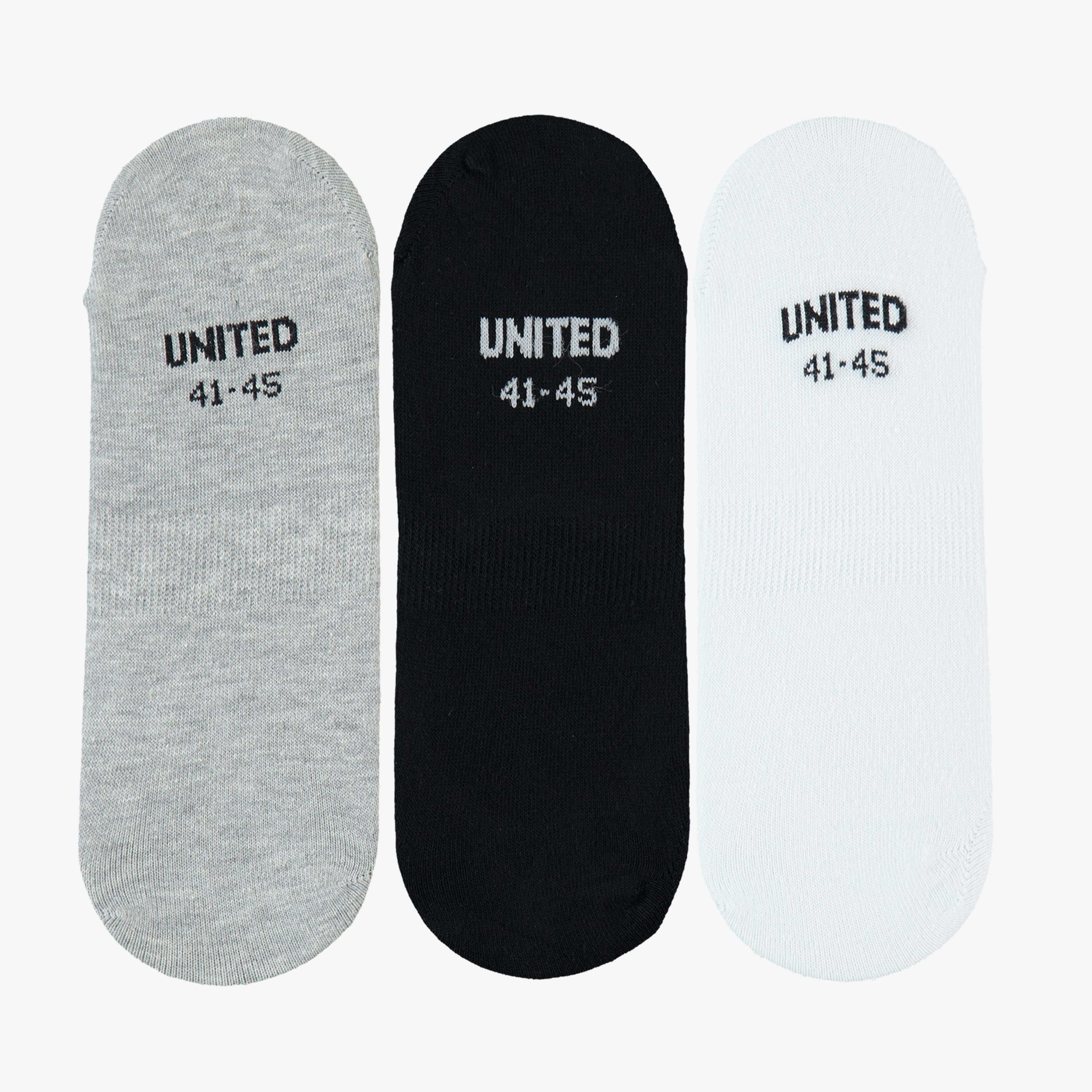 United4 Core Erkek Beyaz/Siyah/Gri 3'lü Çorap