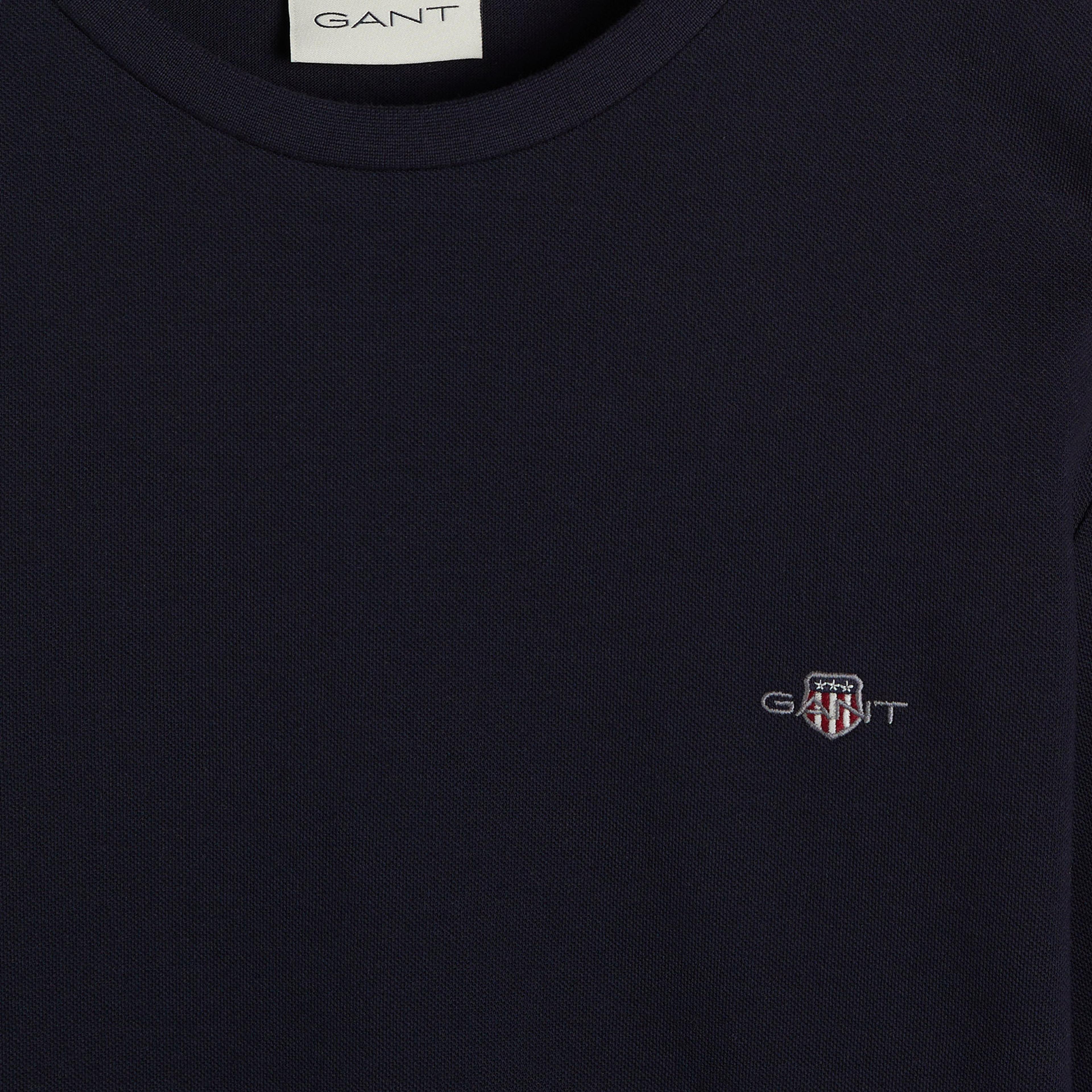 GANT Erkek Lacivert Slim Fit Bisiklet Yaka T-shirt