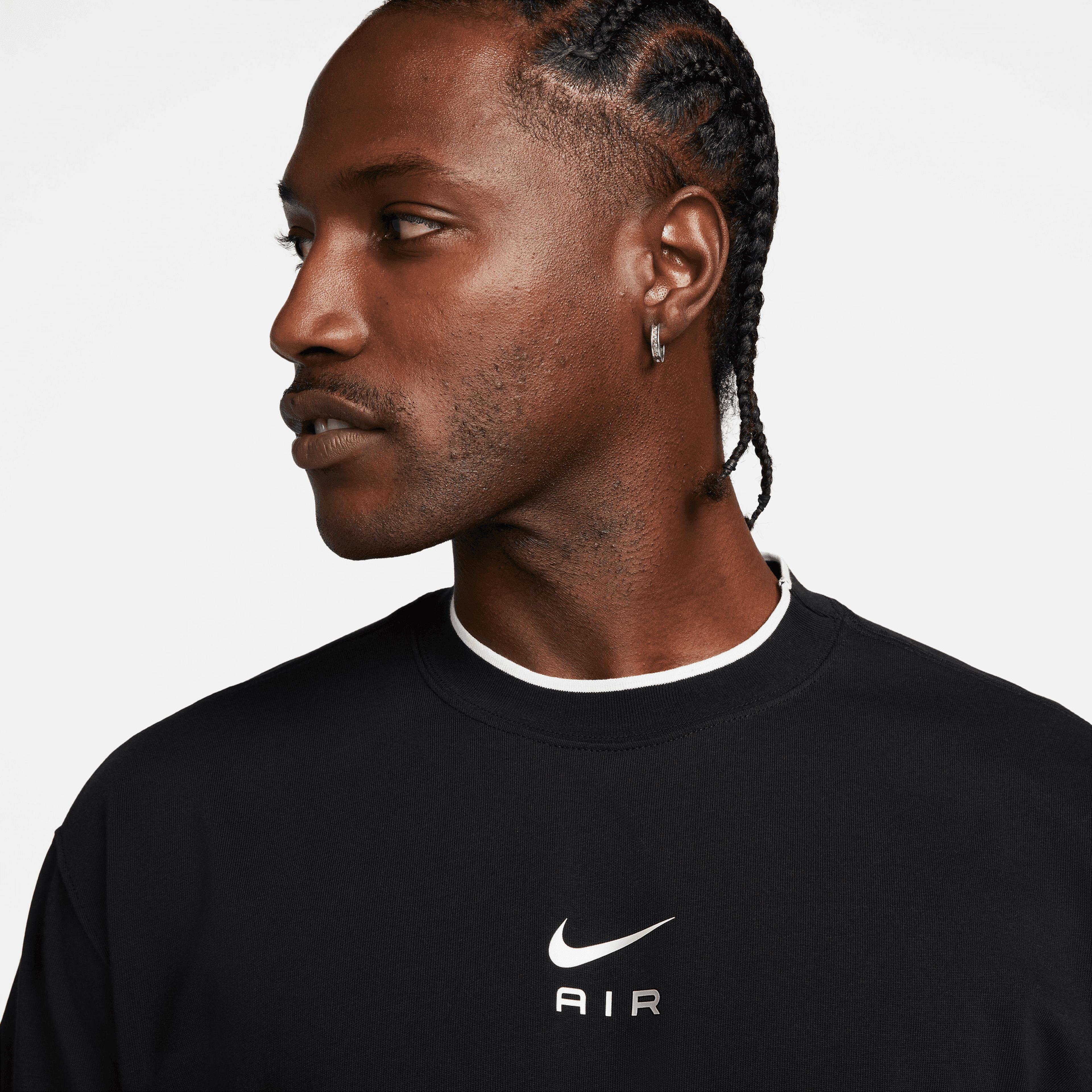 Nike Sportswear Swoosh Air L Fit Short-Sleeve Erkek Siyah T-Shirt