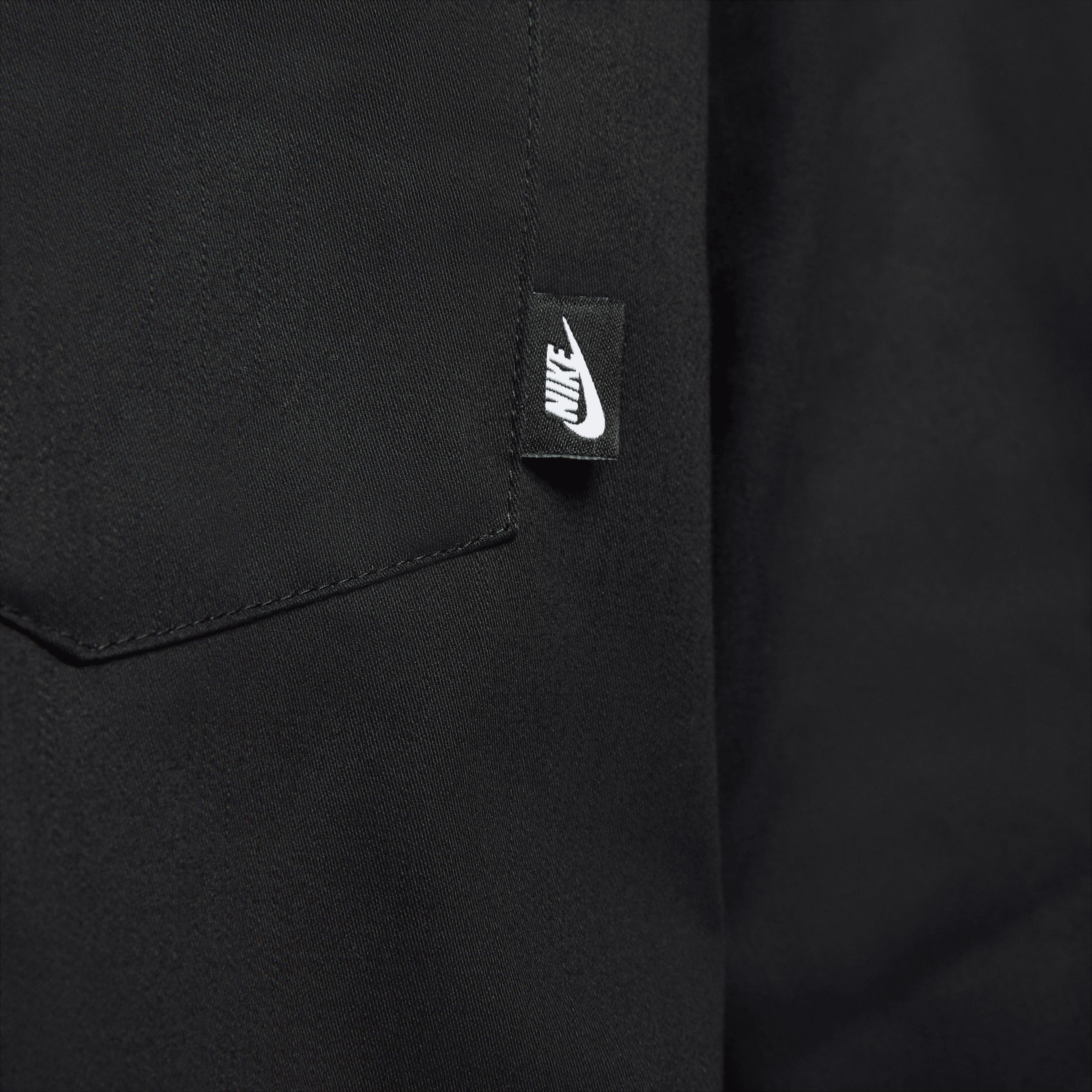 Nike Sportswear Club+ Button-Down Short-Sleeve Erkek Siyah Gömlek