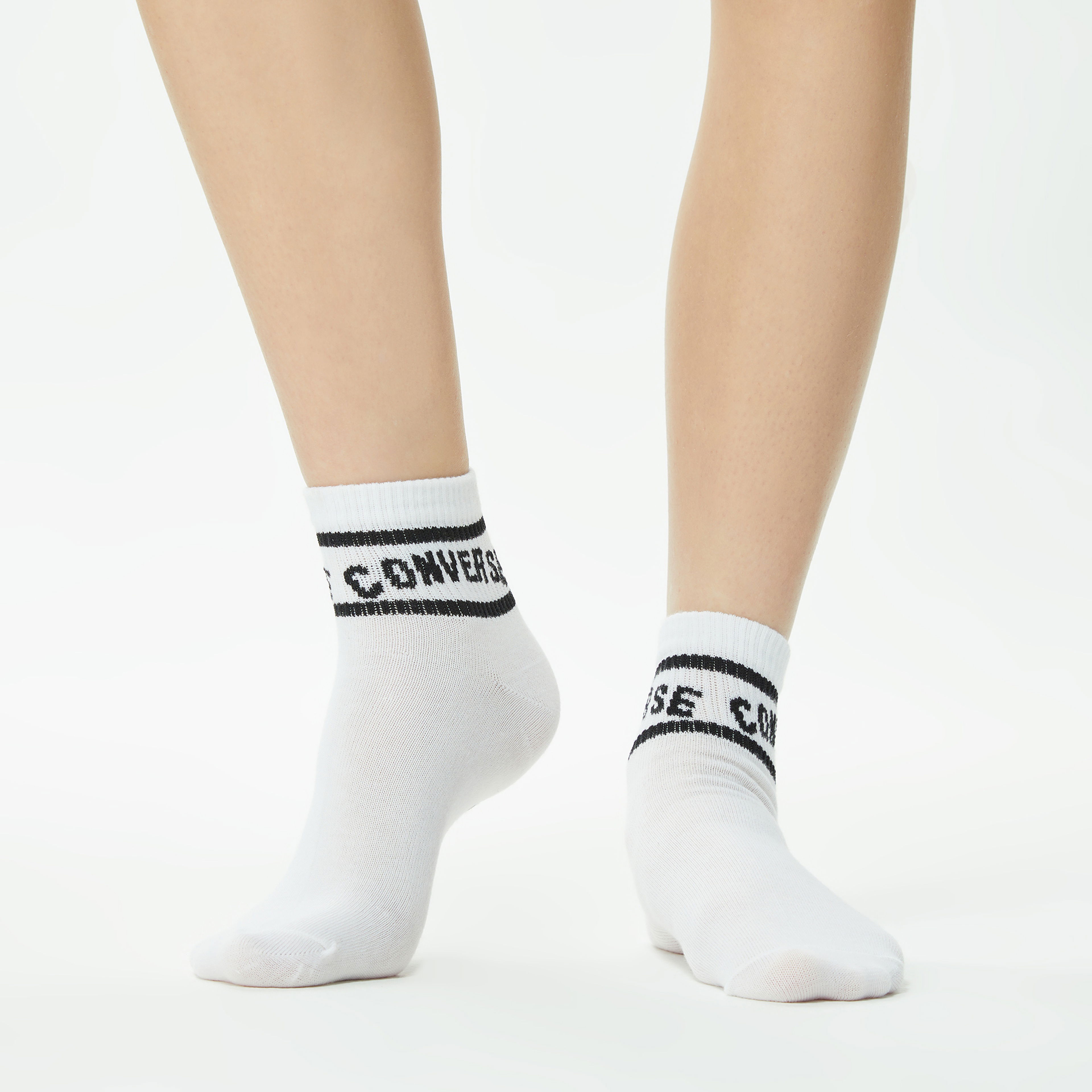 Converse Chuck Taylor Crew 3'lü Kadın Gri/Siyah/Beyaz Çorap