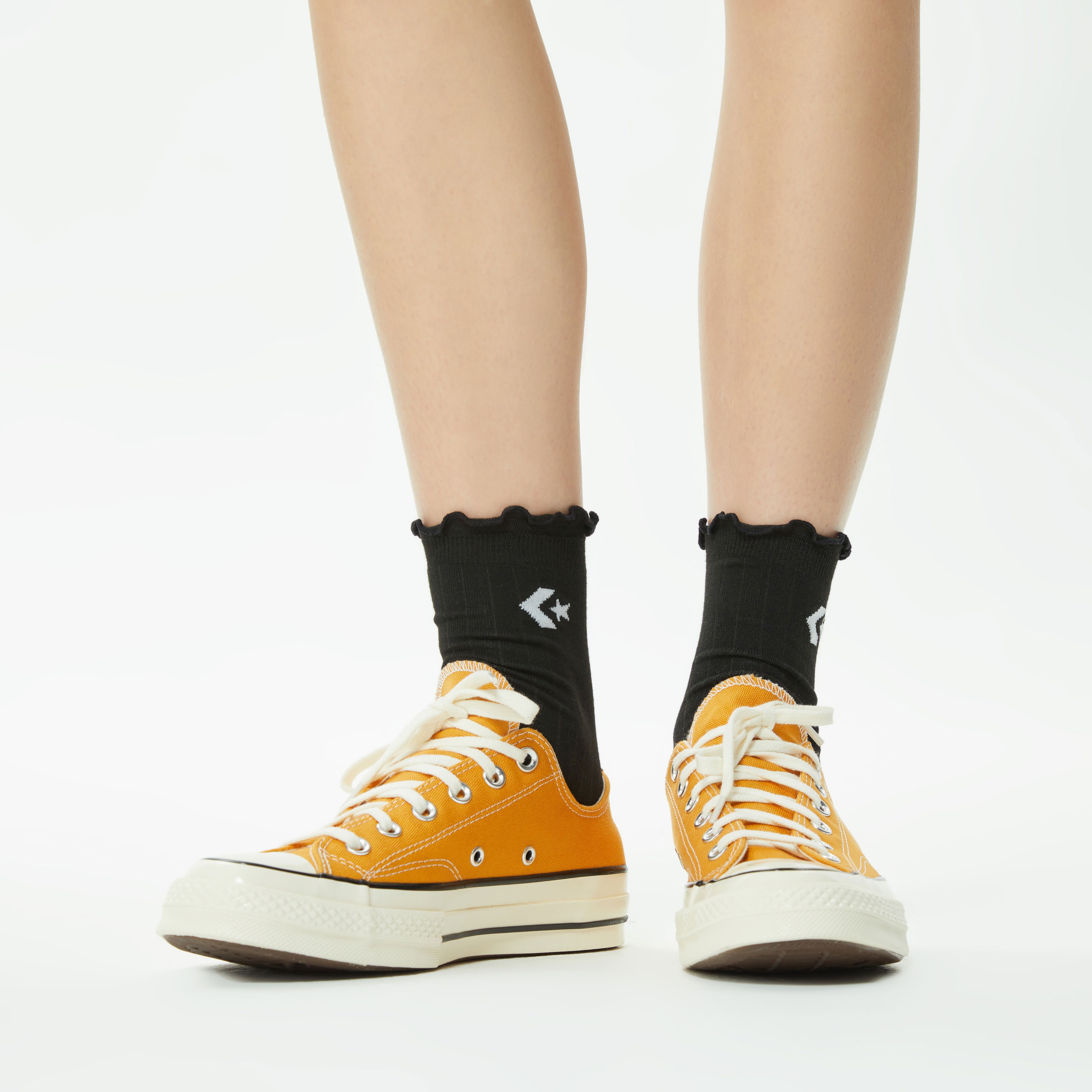 Converse Chuck Taylor Crew 2'li Kadın Siyah/Beyaz Çorap
