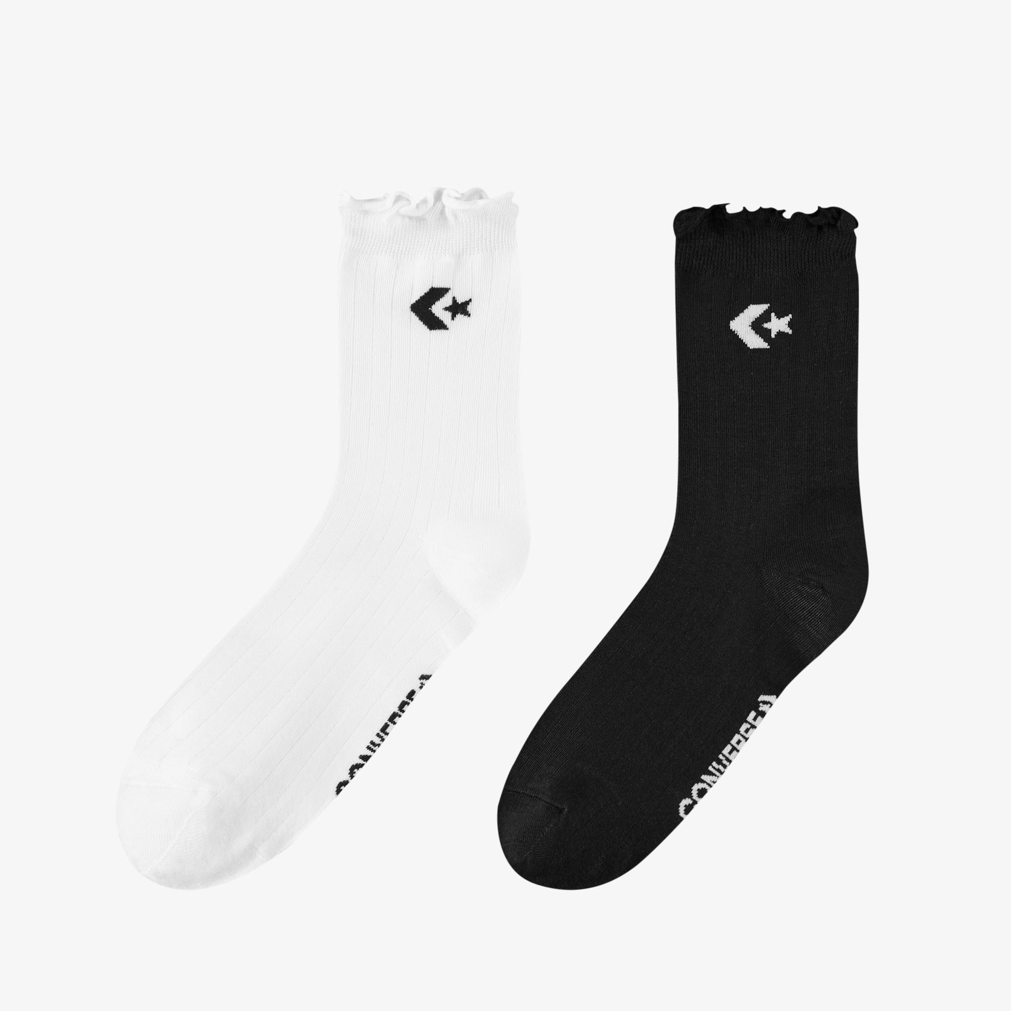 Converse Chuck Taylor Crew 2'li Kadın Siyah/Beyaz Çorap