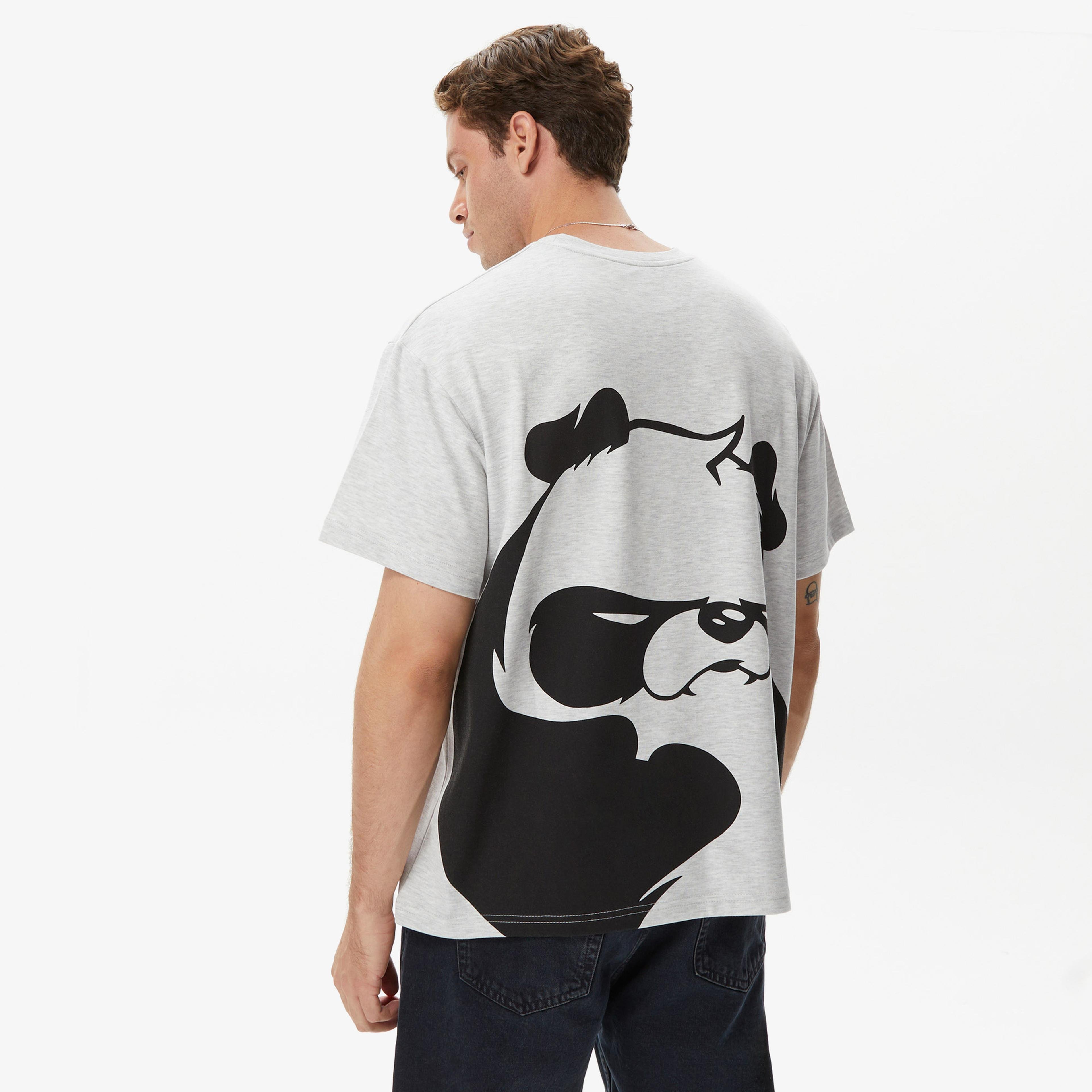 Leo Lunatic Panda Unisex Gri T-Shirt