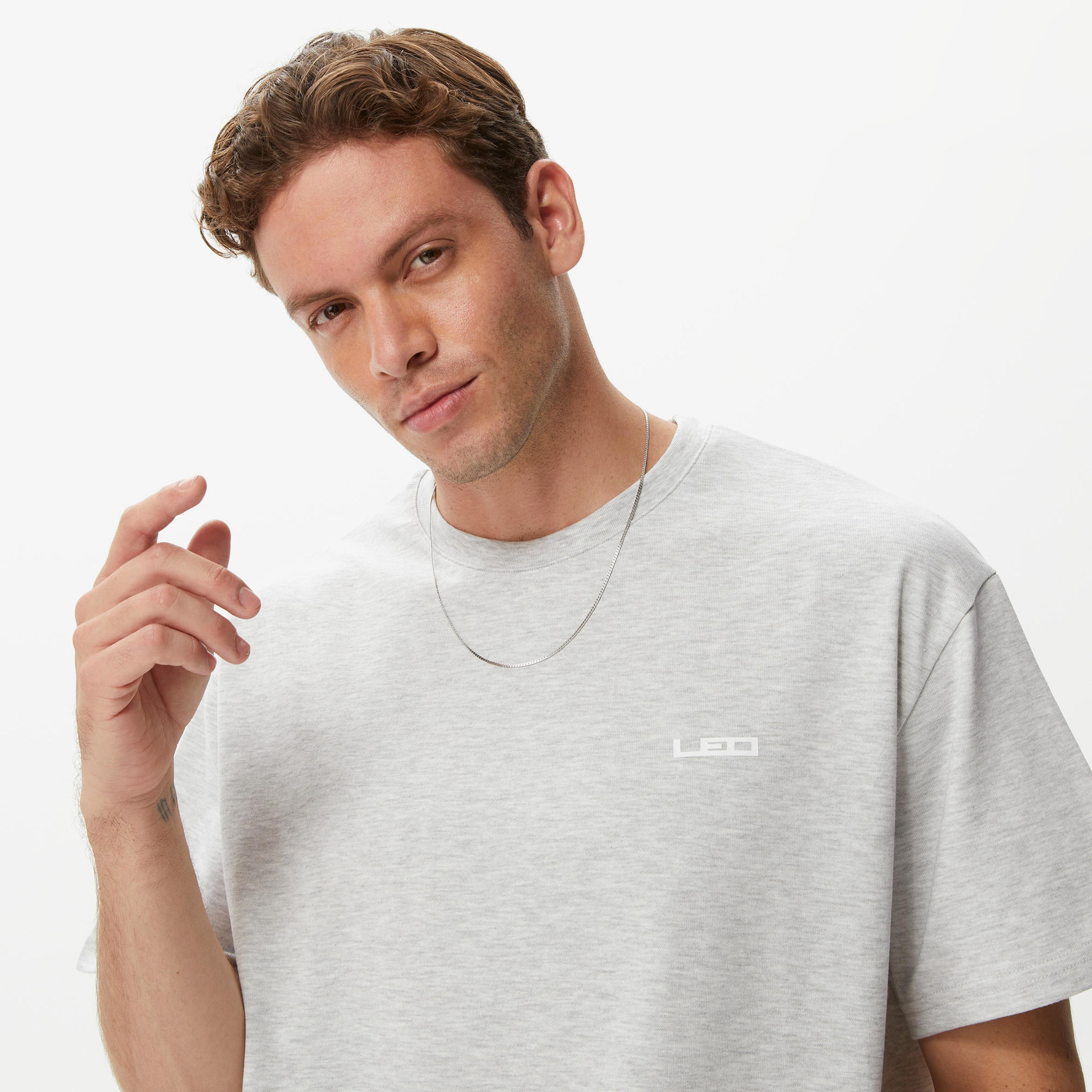 Leo Lunatic Logo Erkek Gri T-Shirt