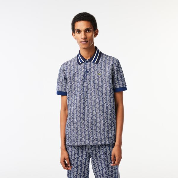 Lacoste Monogram Erkek Classic Fit Lacivert Polo