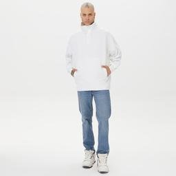 Calvin Klein Jeans Institutional Embossed Half Zip Erkek Beyaz Sweatshirt