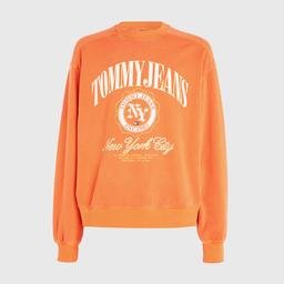 Tommy Jeans Boxy Luxe Varsity Crew Erkek Turuncu Sweatshirt