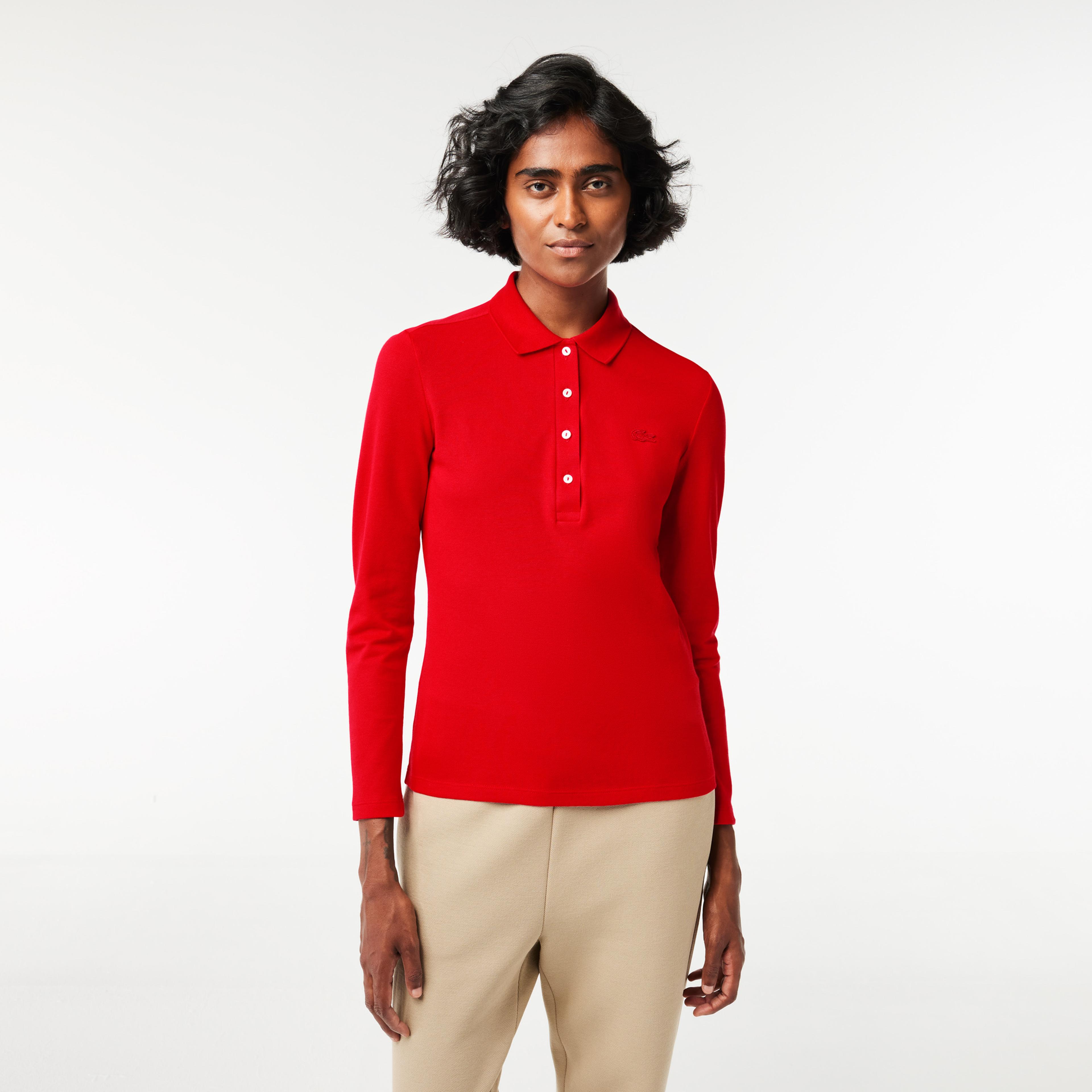 Lacoste Kadın Slim Fit Kırmızı Polo