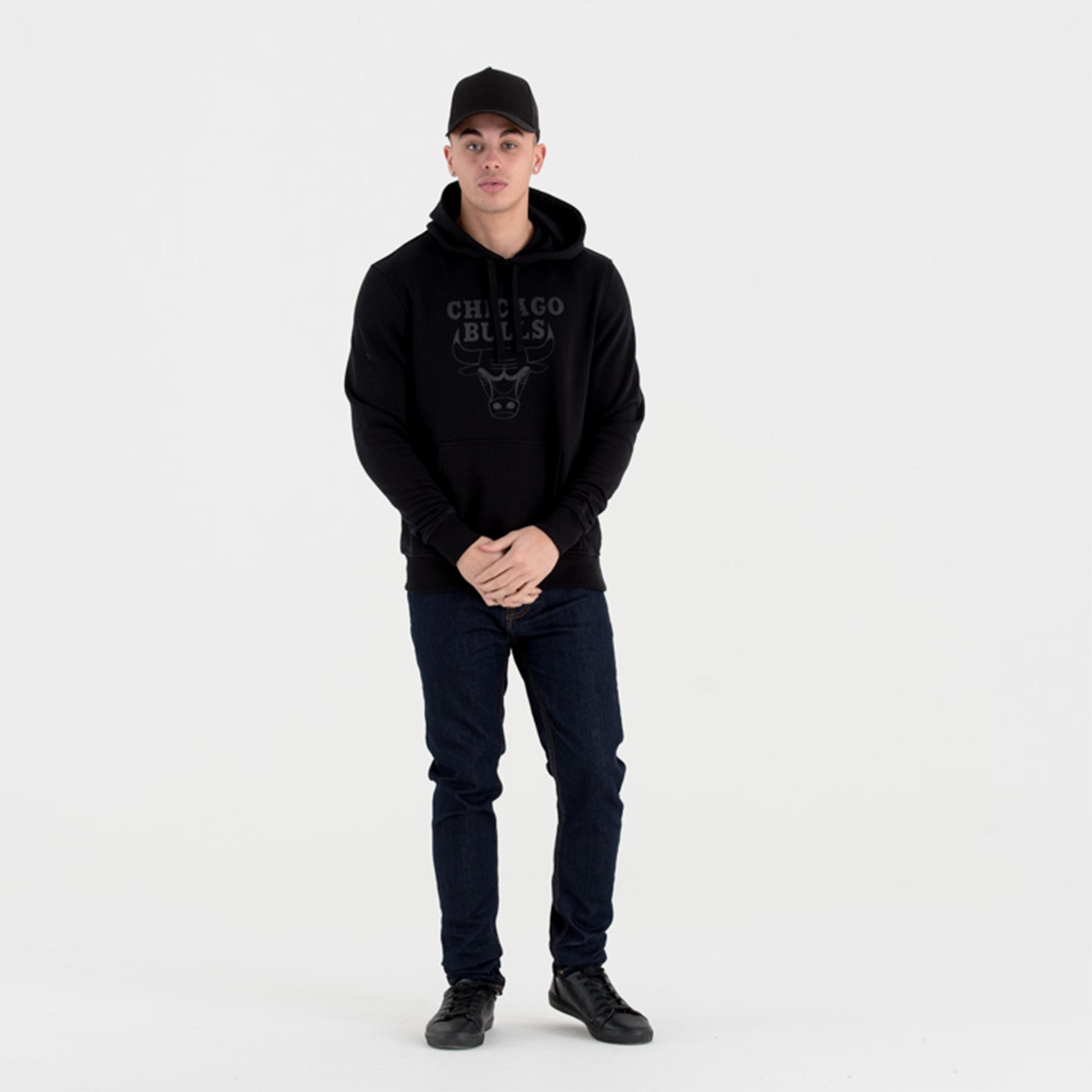 New Era NBA Chicago Bulls Erkek Siyah Hoodie