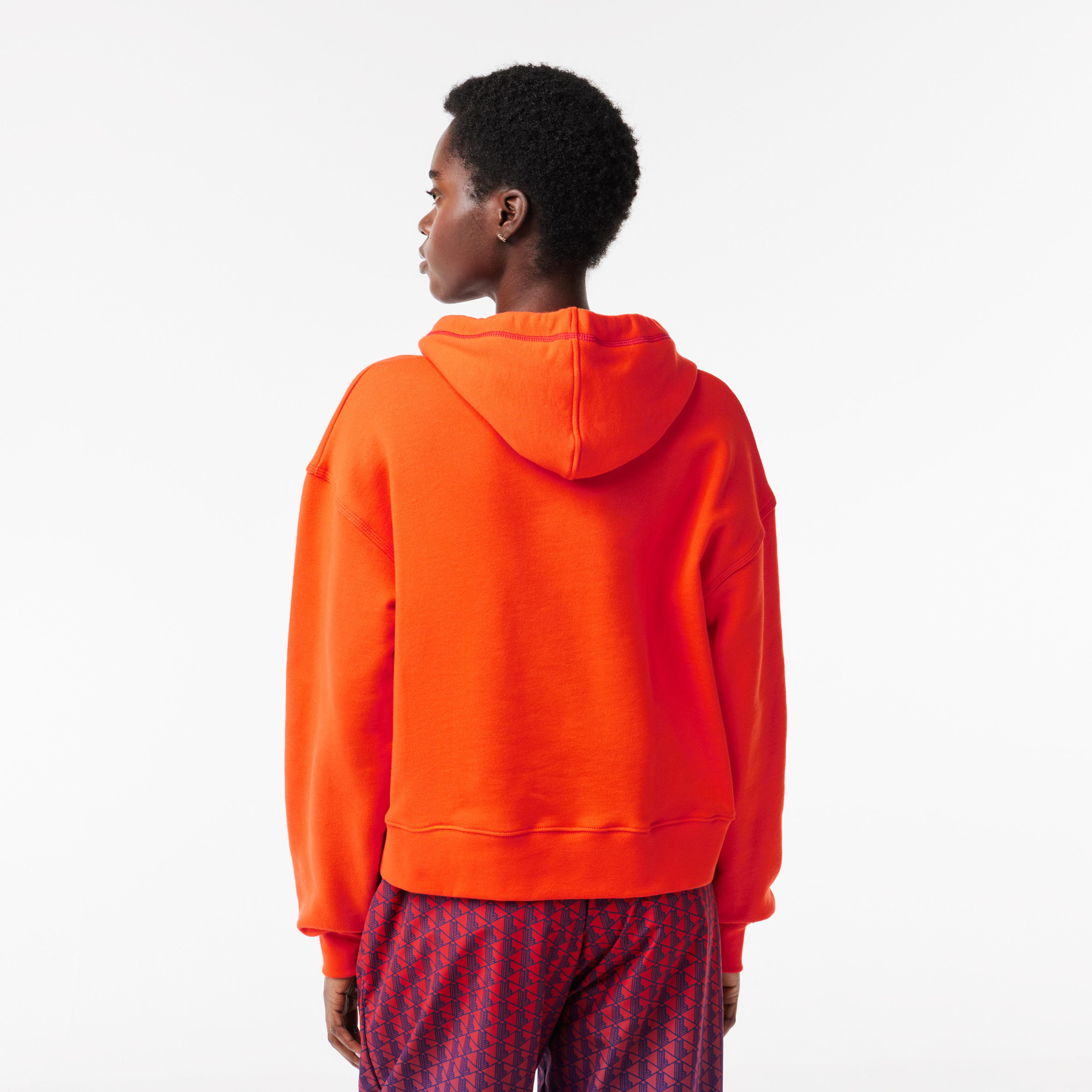 Lacoste Kadın Relaxed Fit Kapüşonlu Turuncu Sweatshirt