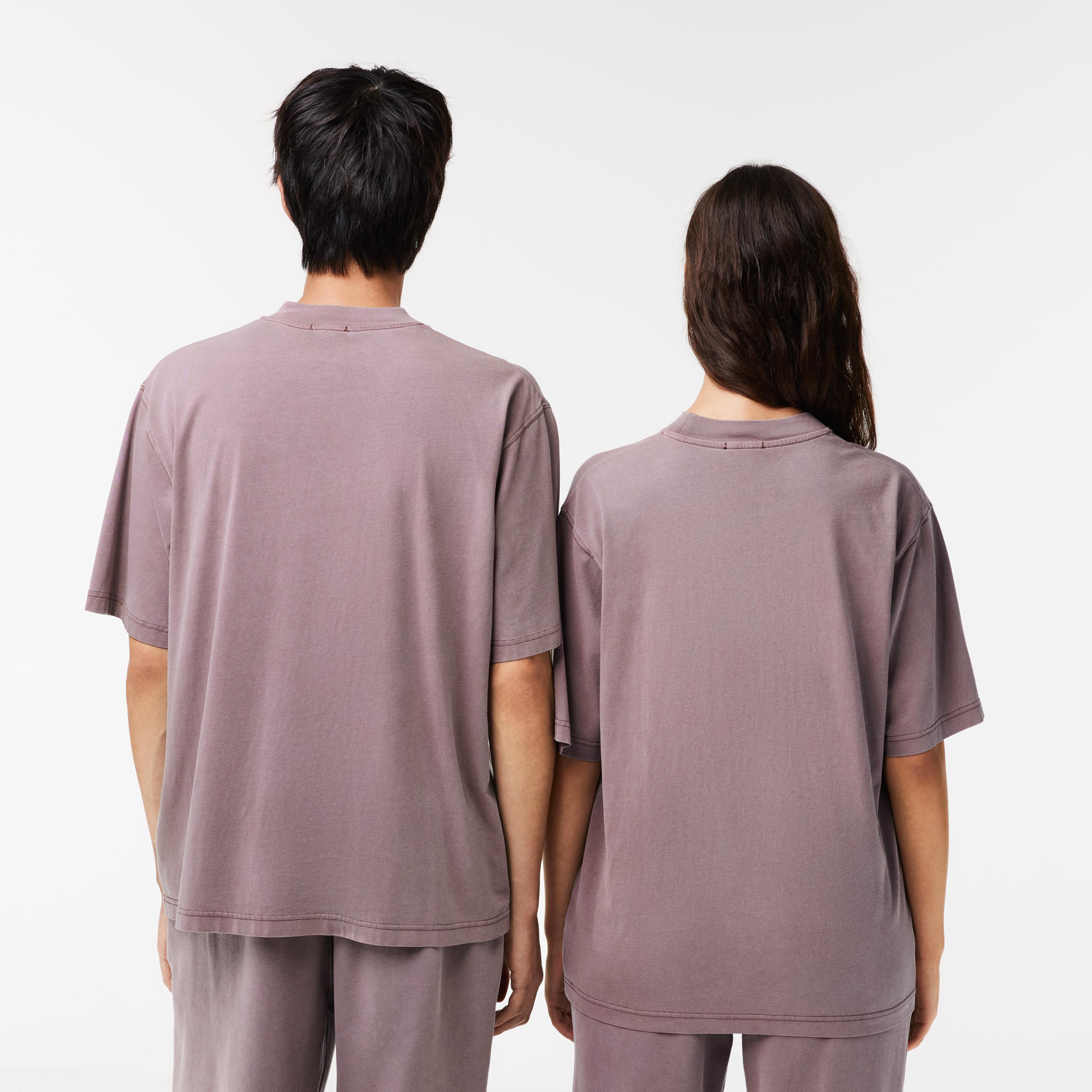 Lacoste Neo Heritage Unisex Loose Fit Bisiklet Yaka Baskılı Mor T-Shirt