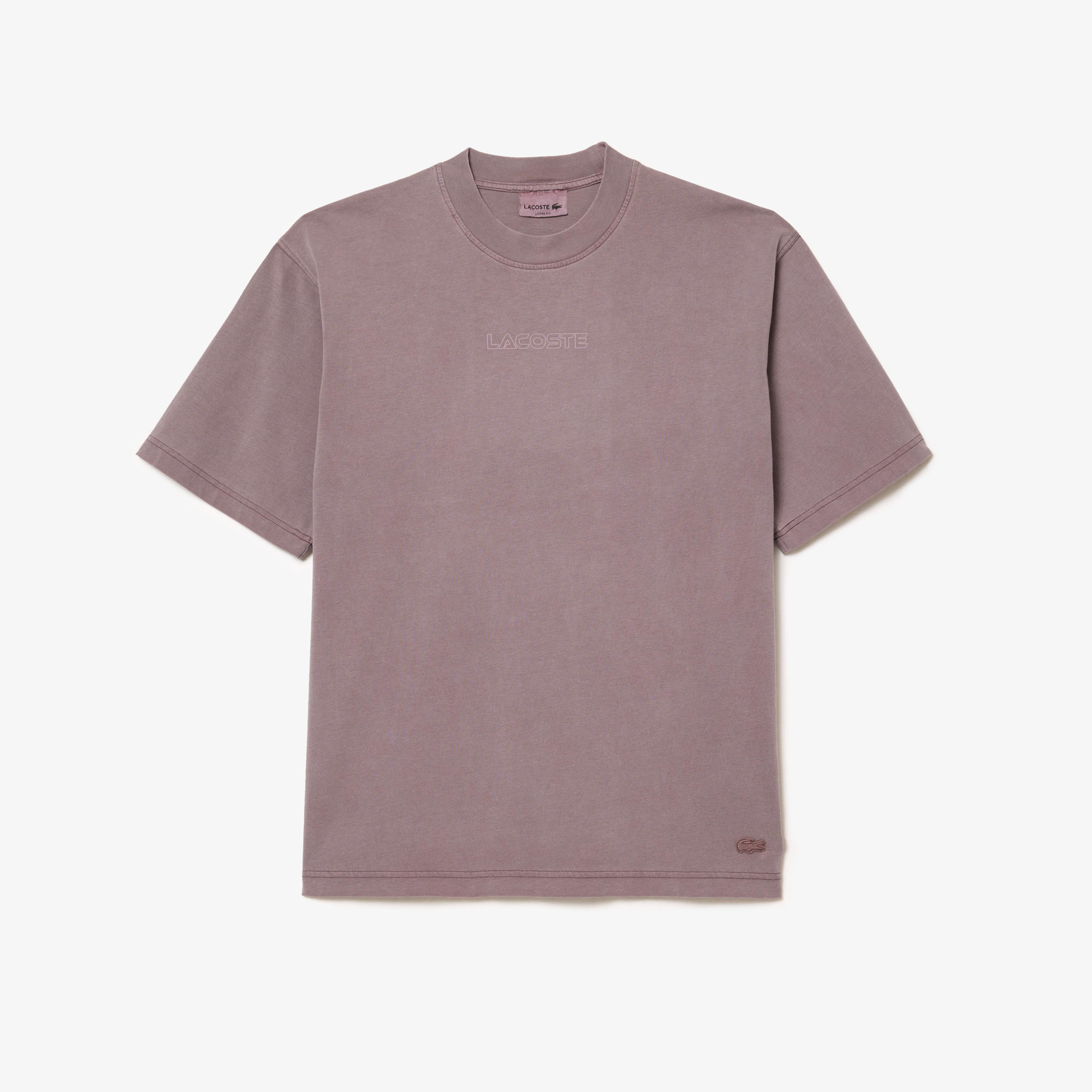 Lacoste Neo Heritage Unisex Loose Fit Bisiklet Yaka Baskılı Mor T-Shirt