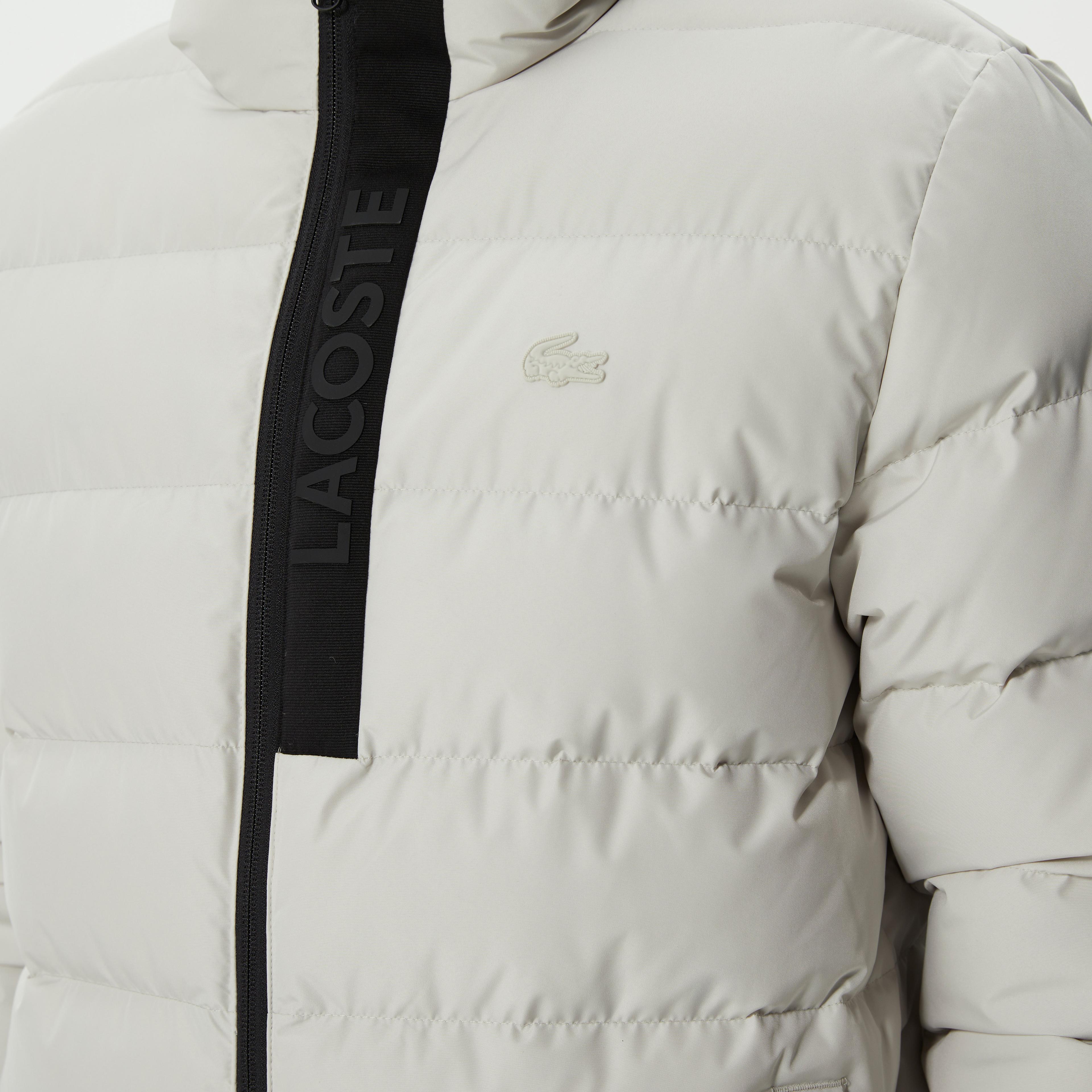 Lacoste Erkek Kapüşonlu Kapitone Açık Gri Mont