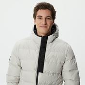 Lacoste Erkek Kapüşonlu Kapitone Açık Gri Mont