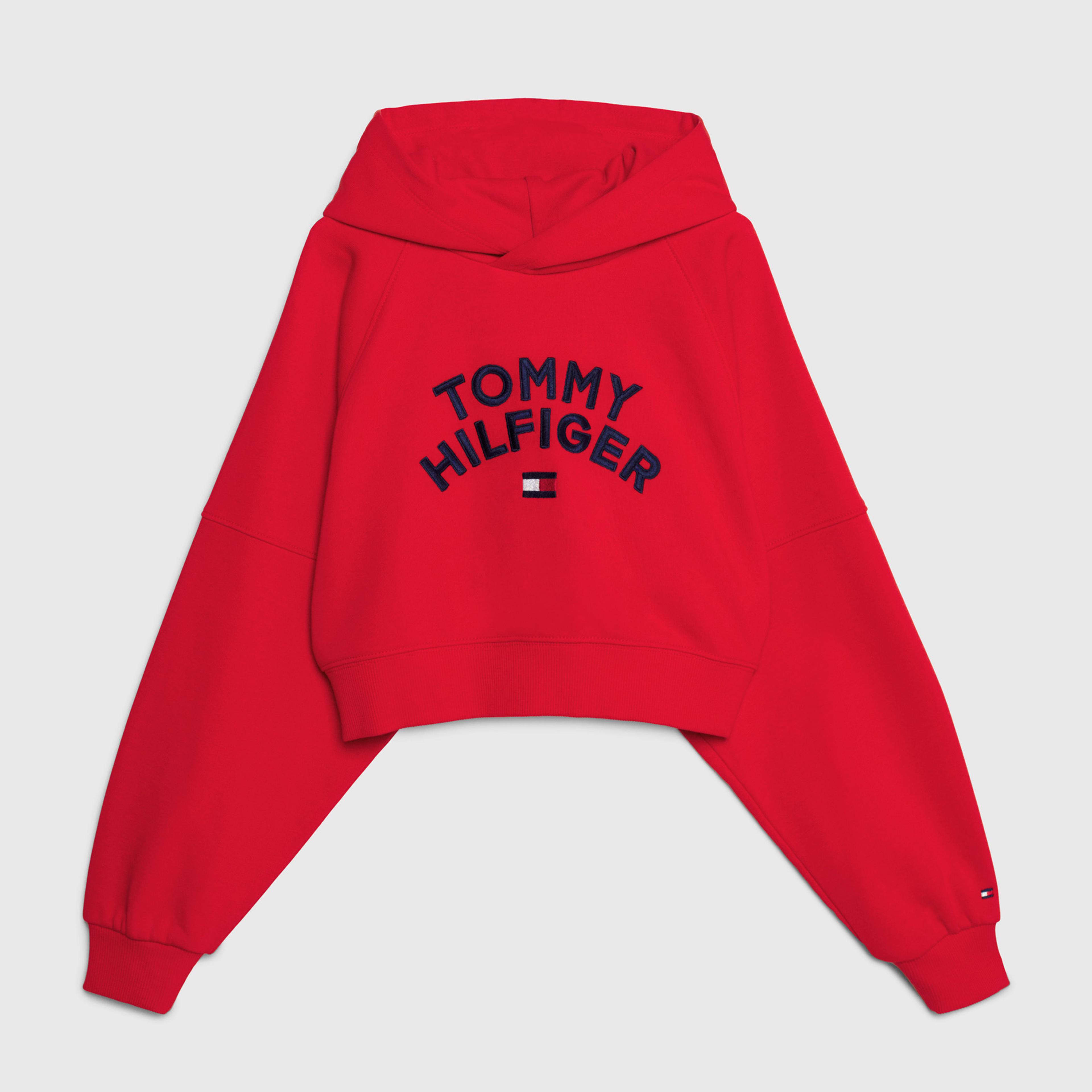 Tommy Hilfiger Flag Hoodie Kız Çocuk Turuncu Sweatshirt
