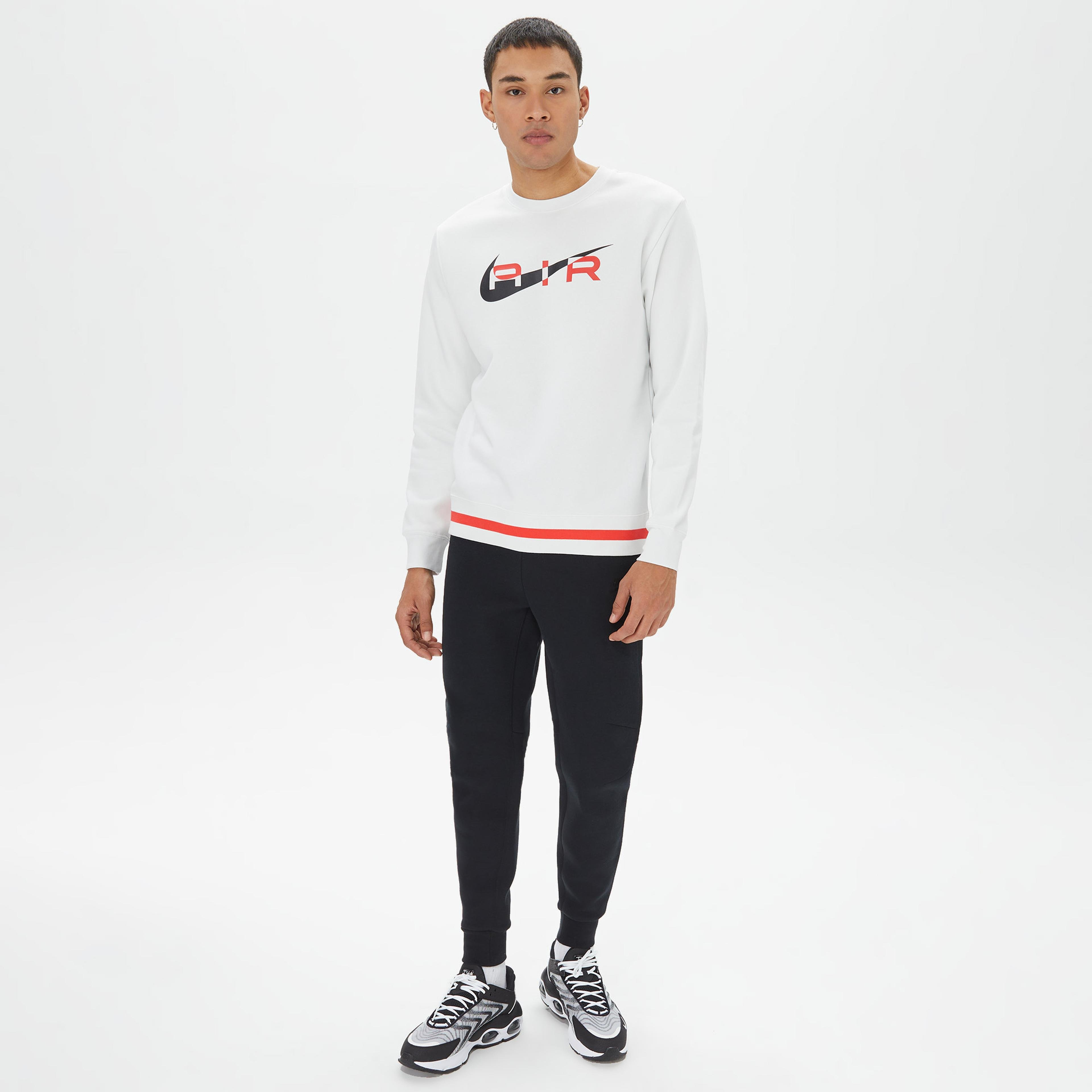Nike Sportswear Swoosh Air Crew Fleece Erkek Beyaz T-Shirt