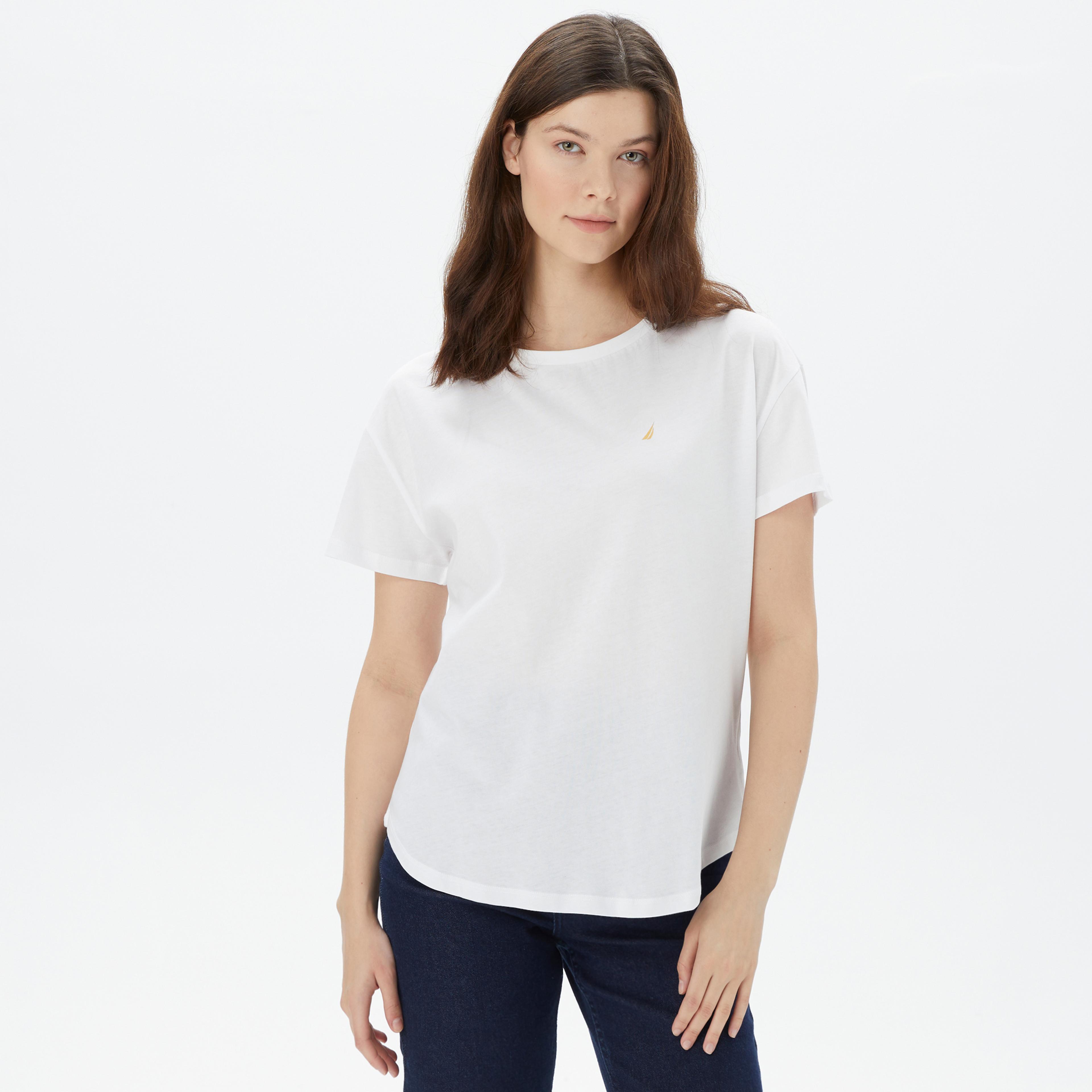 Nautica Kadın Beyaz Relaxed Fit T-Shirt