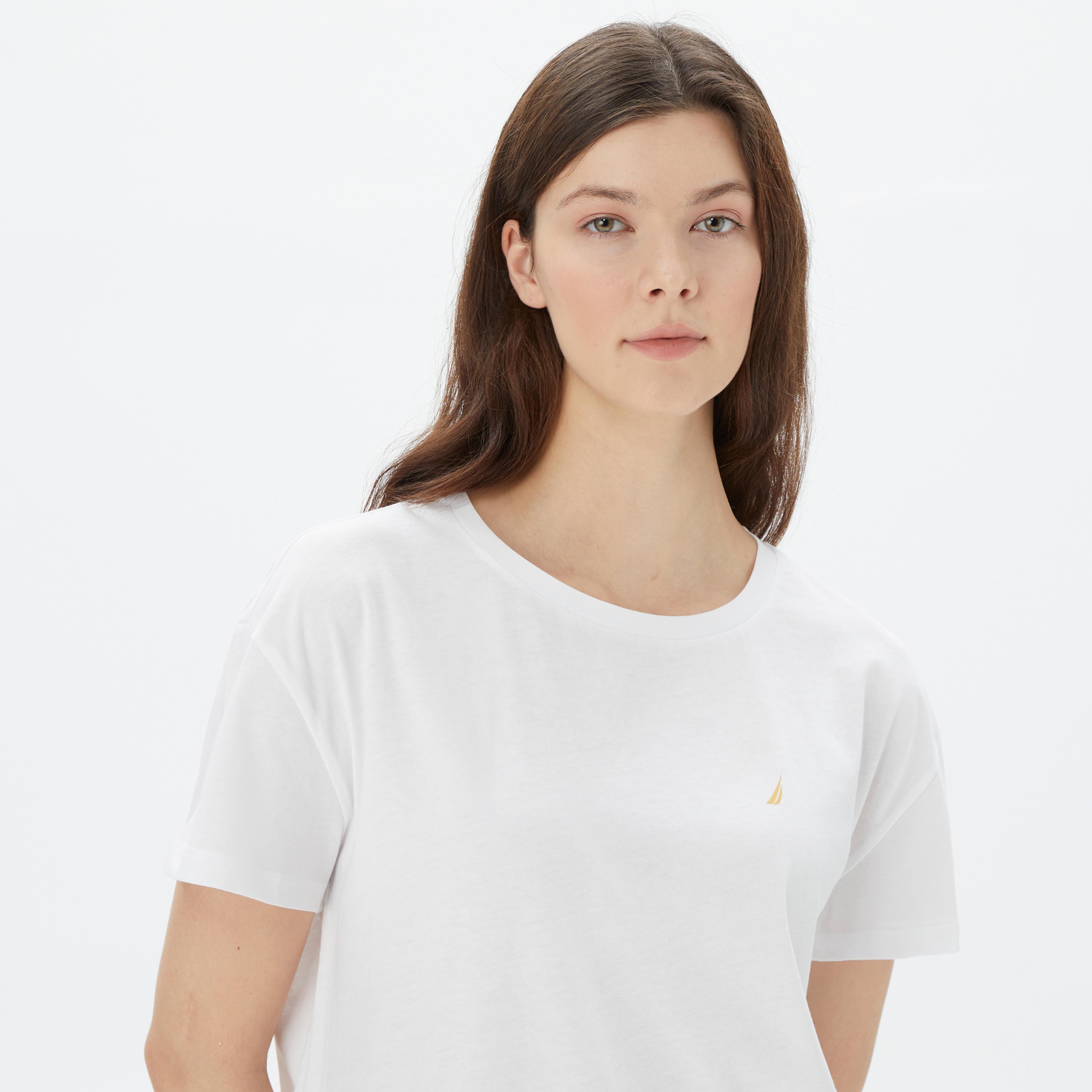 Nautica Kadın Beyaz Relaxed Fit T-Shirt