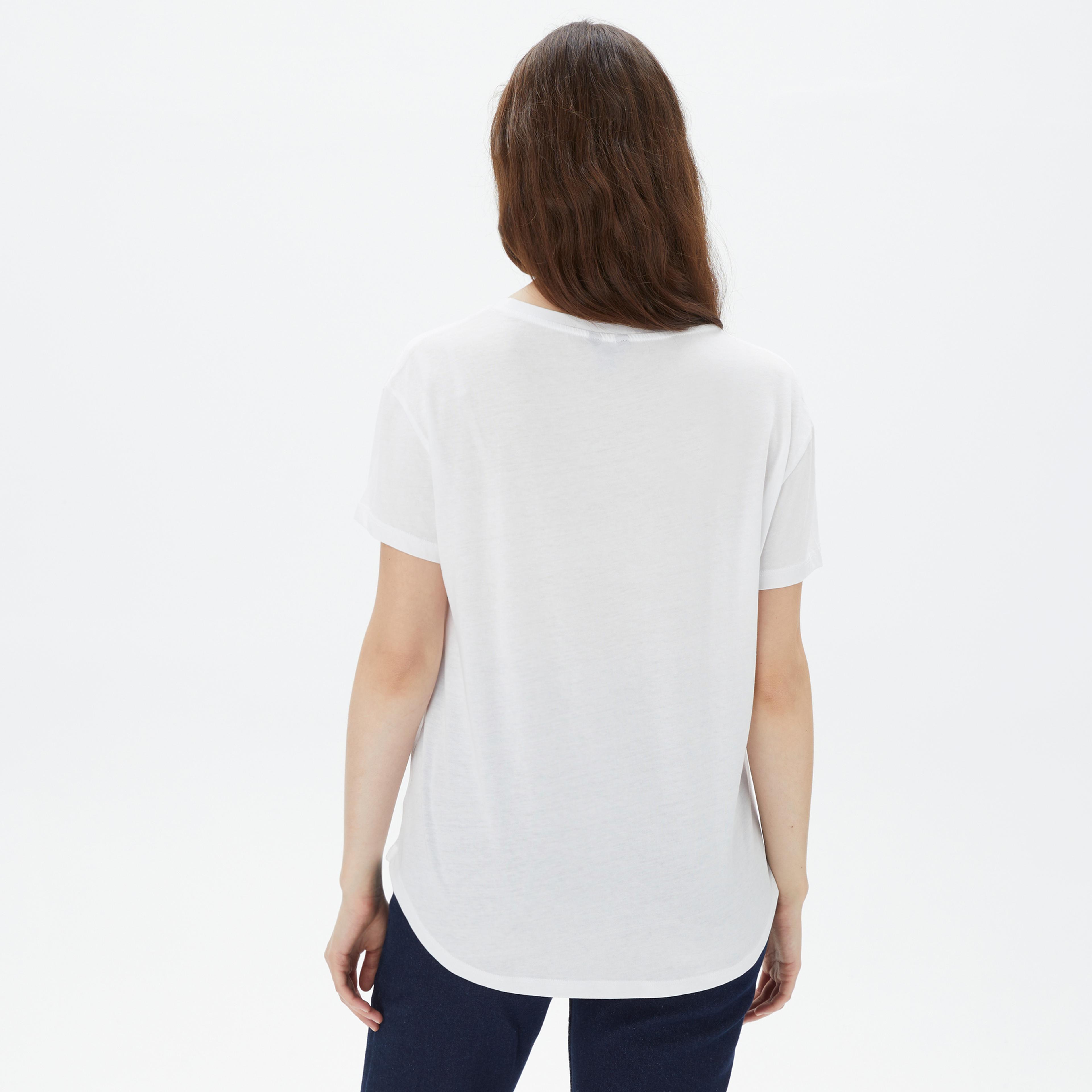Nautica Kadın Beyaz Relaxed Fit T-Shirt