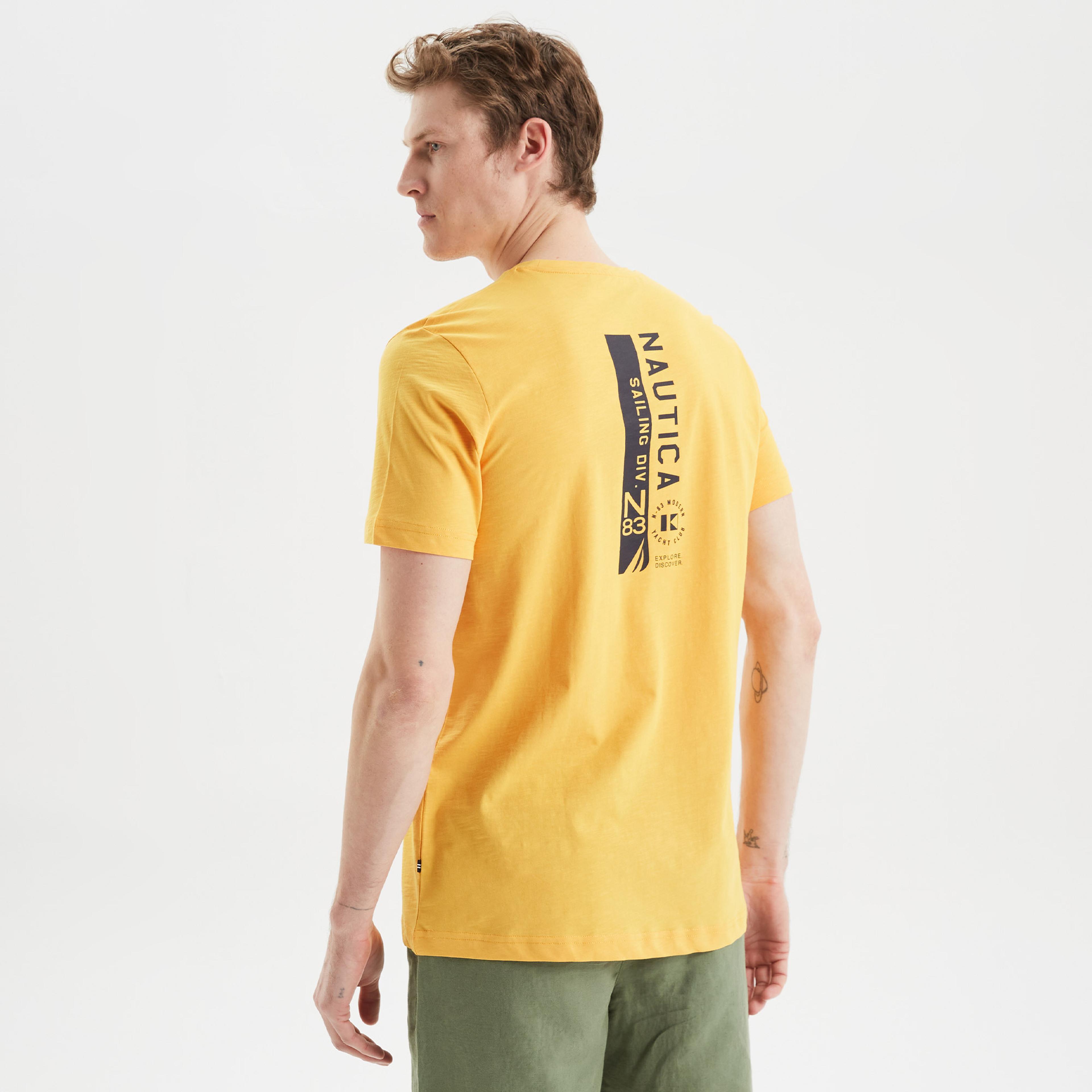 NAUTICA ERKEK SARI BASKILI KISA KOLLU T-SHIRT