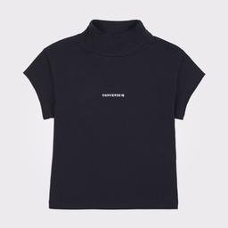 Converse Wordmark Short Sleeve Top Kadın Siyah Crop T-Shirt