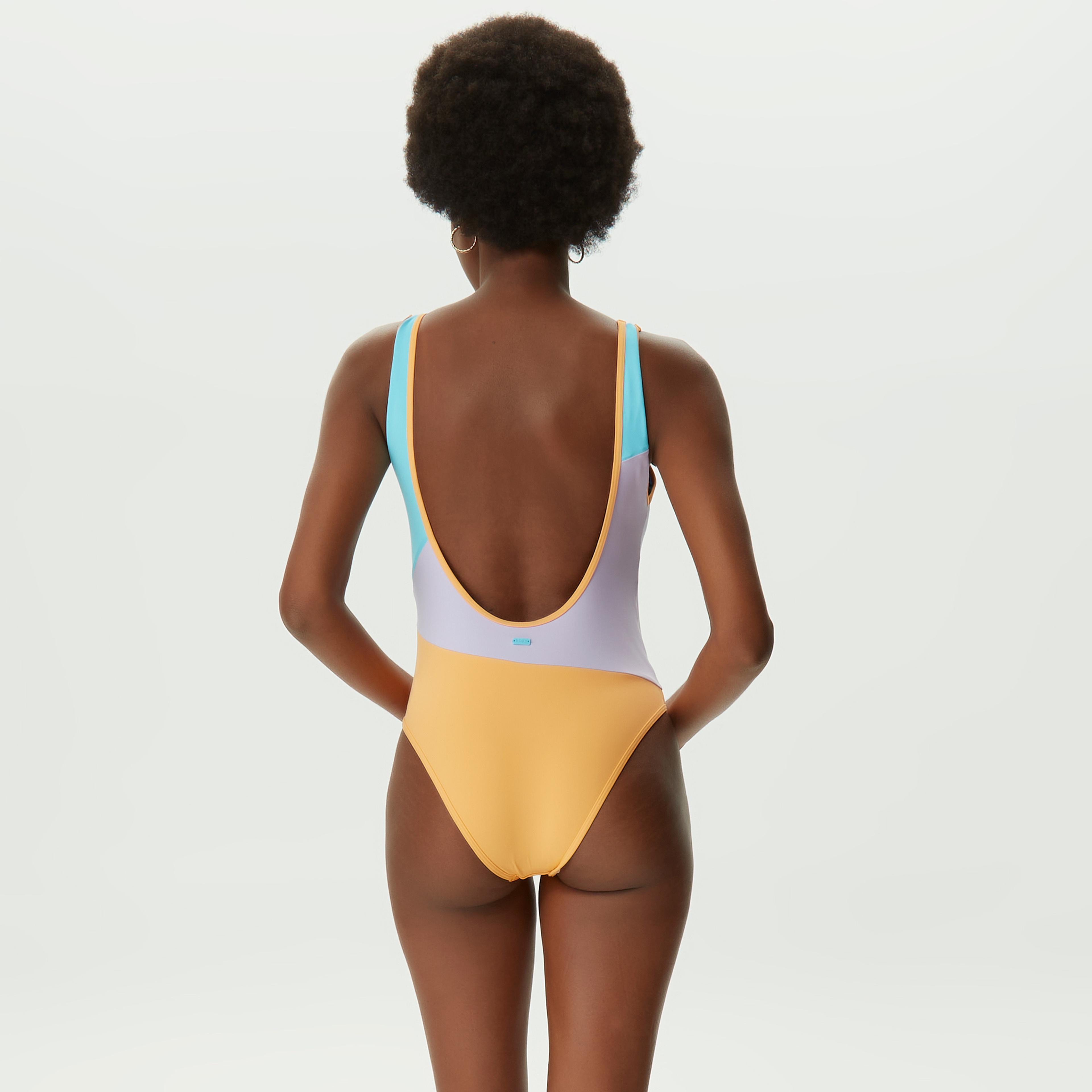 Quiksilver Colorblock Party One Pıece Kadın Açık Mavi Mor Turuncu Mayo