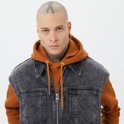 Calvin Klein Jeans Oversized Zip Denim Erkek Gri Yelek