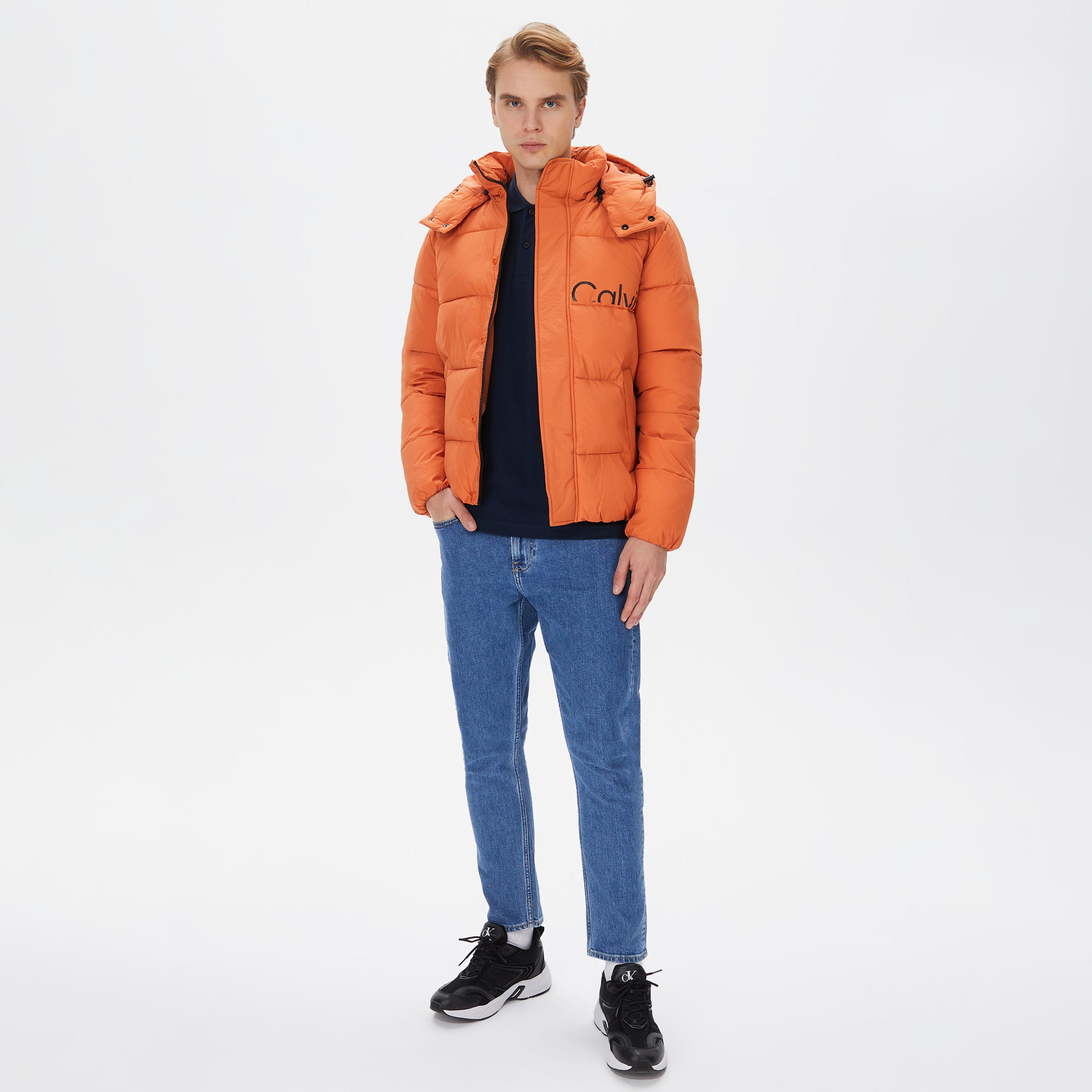 Calvin Klein Jeans Essentials Non Down Logo Erkek Turuncu Mont