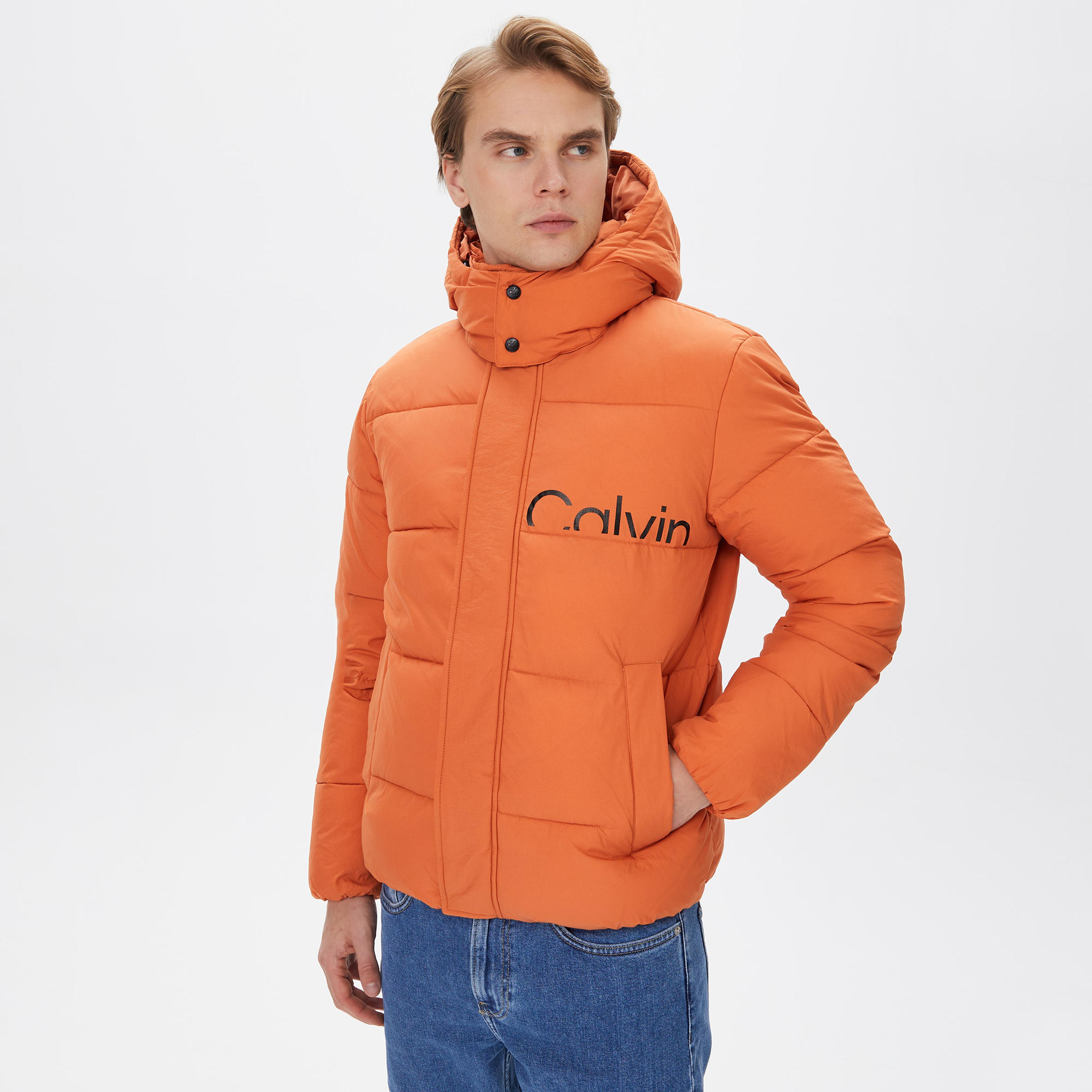 Calvin Klein Jeans Essentials Non Down Logo Erkek Turuncu Mont