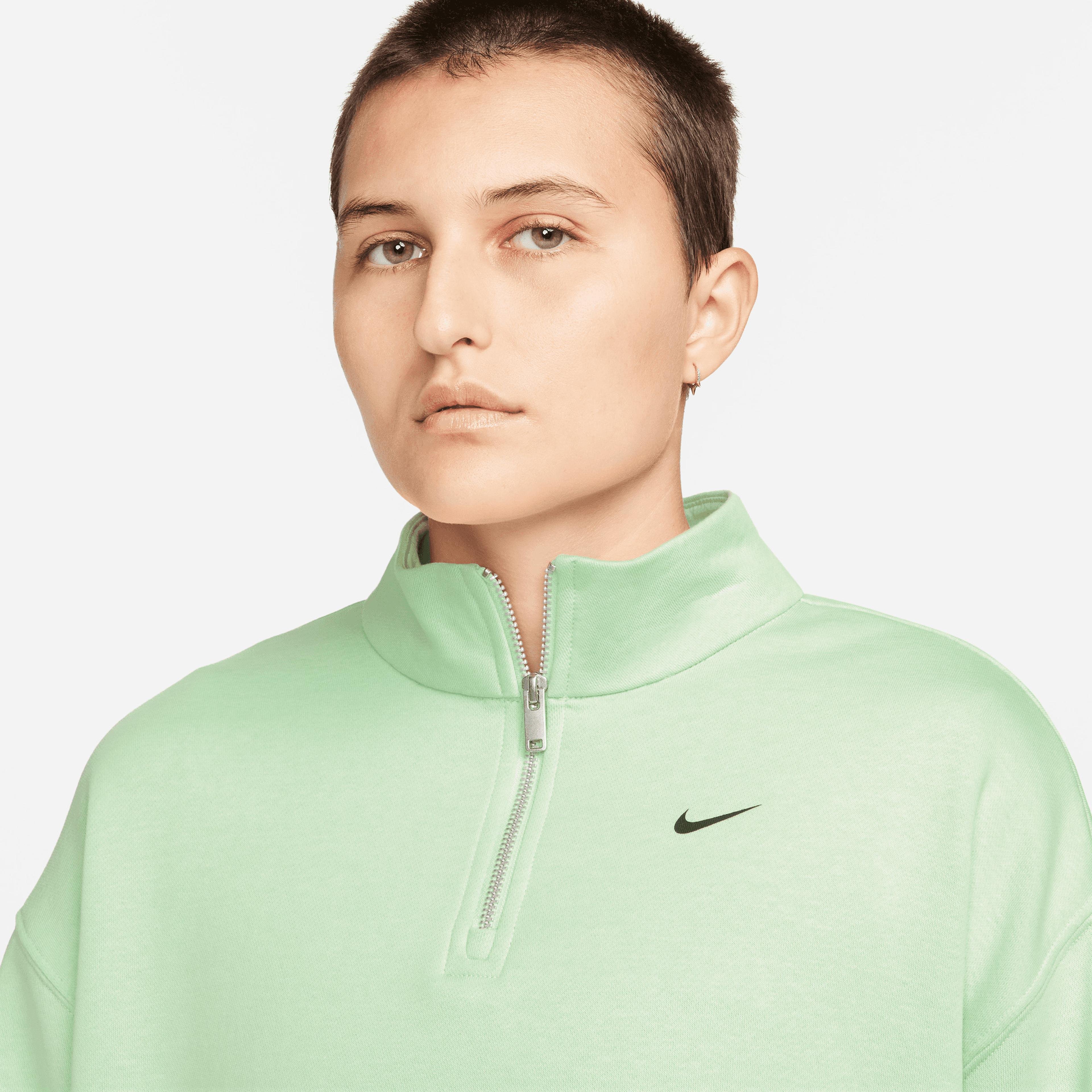 Nike Sportswear Oversized 1/4-Zip Fleece Top Kadın Yeşil Sweatshirt