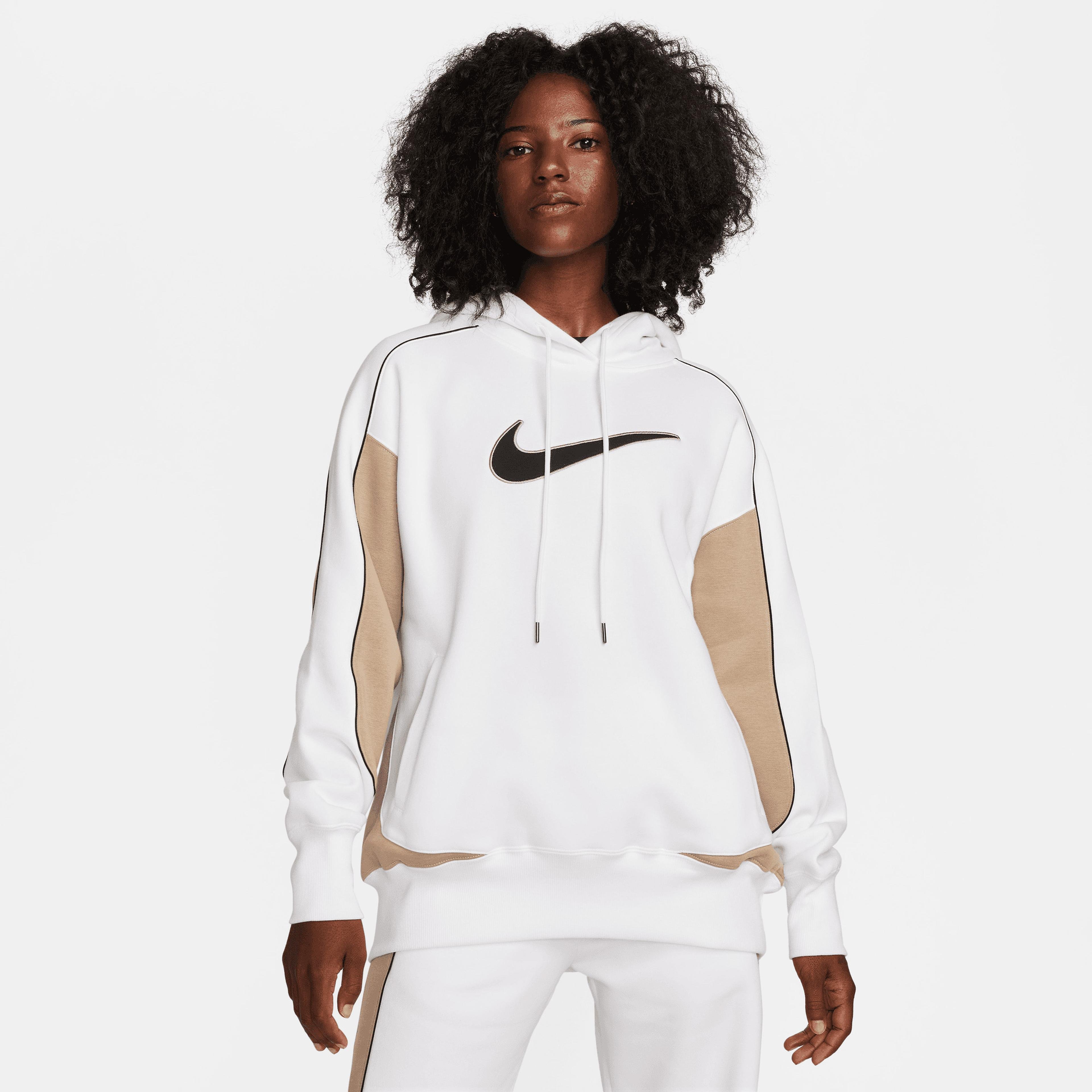 Nike Sportswear Kadın Beyaz/Kahverengi Hoodie