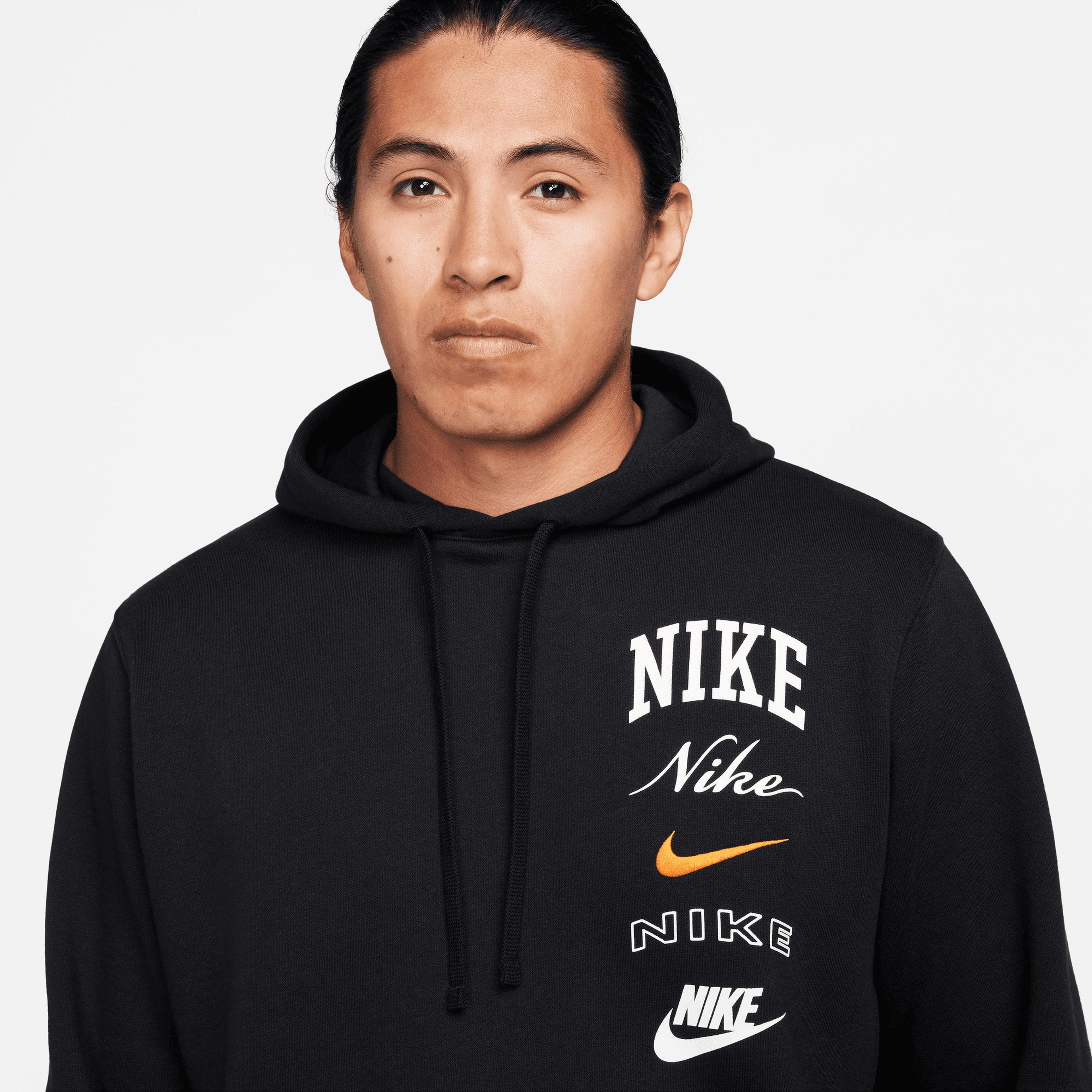 Nike Club Fleece Erkek Siyah/Turuncu Hoodie