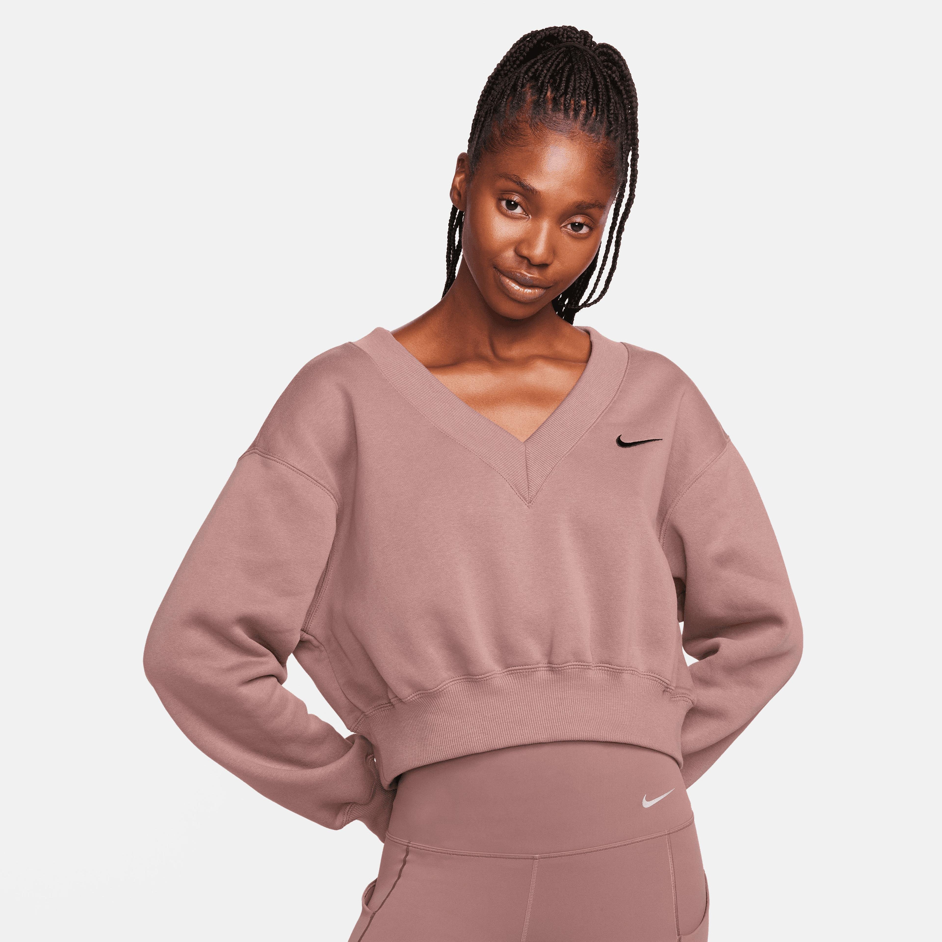 Nike Sportswear Phoenix Fleece Kadın Kahverengi Crop Sweatshirt