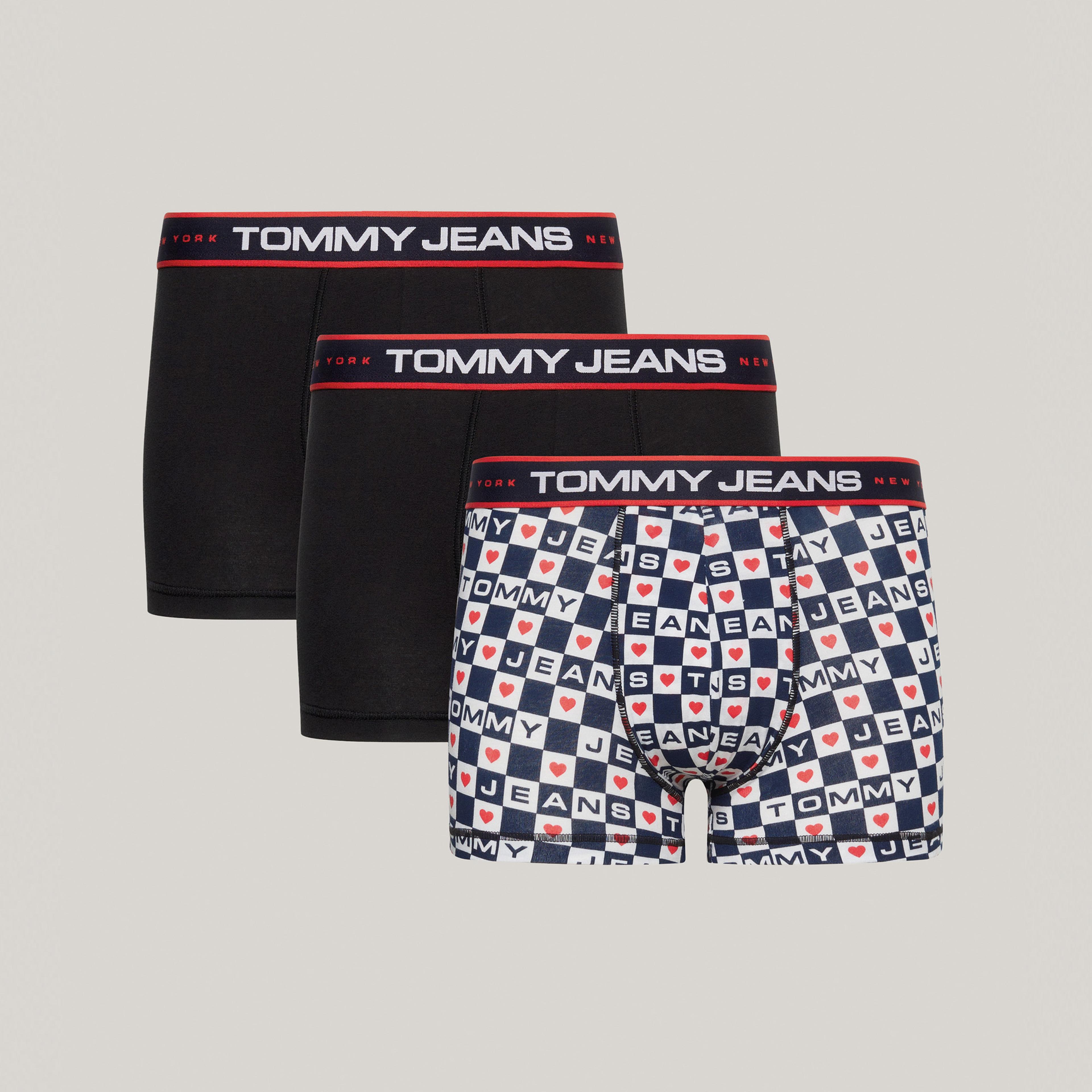 Tommy Jeans 3'lü WB Trunk Print Erkek Siyah Boxer